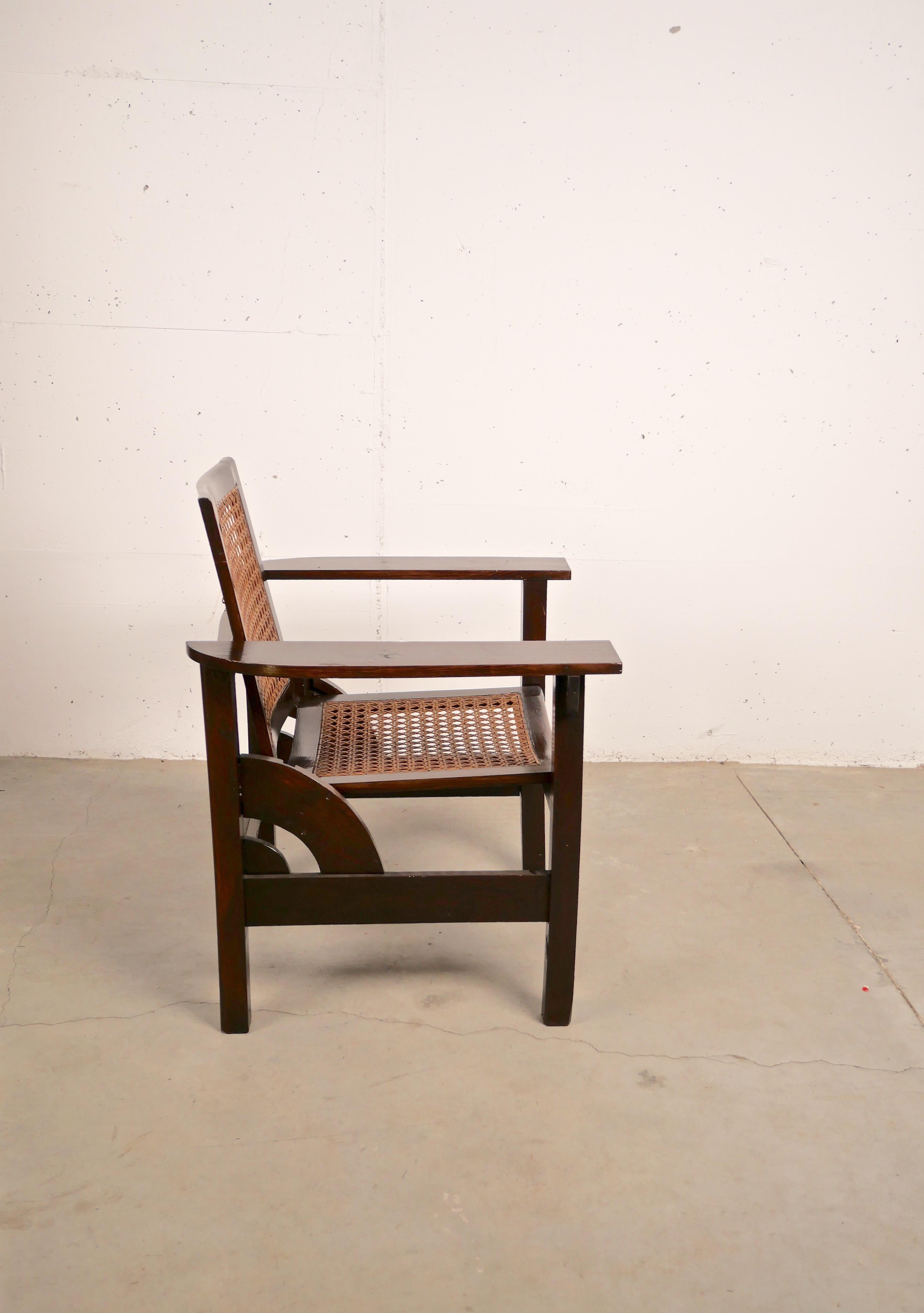 Hendaye Armchair in Walnut and Cane by Pierre Dariel, France, 1930 For Sale 1