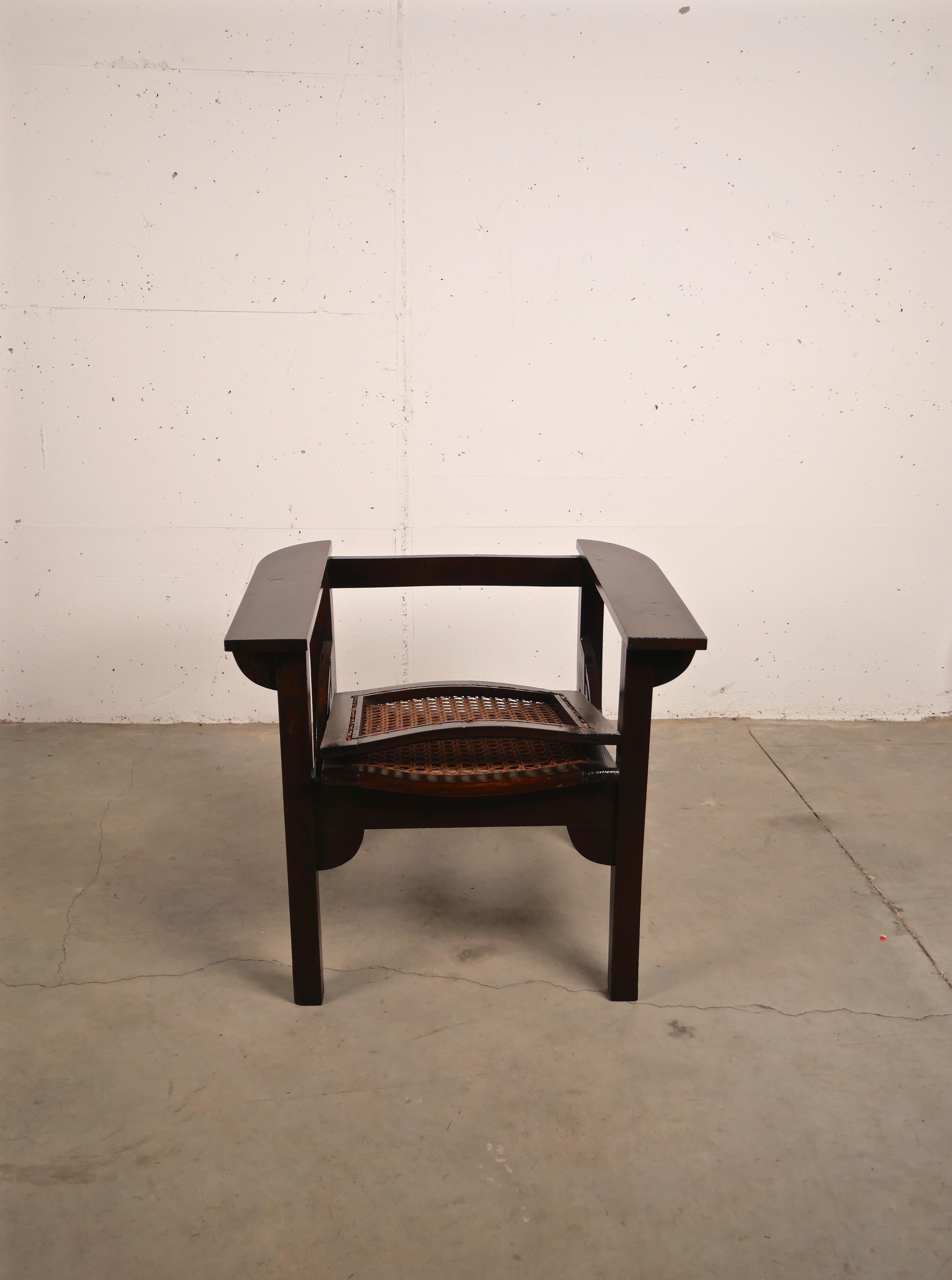 Fauteuil Hendaye en noyer et cannage de Pierre Dariel, France, 1930 en vente 1