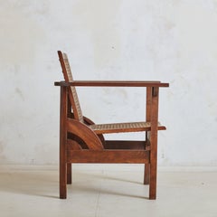 Sillón "Hendaya" de nogal y caña de Pierre Dariel, Francia Años 30