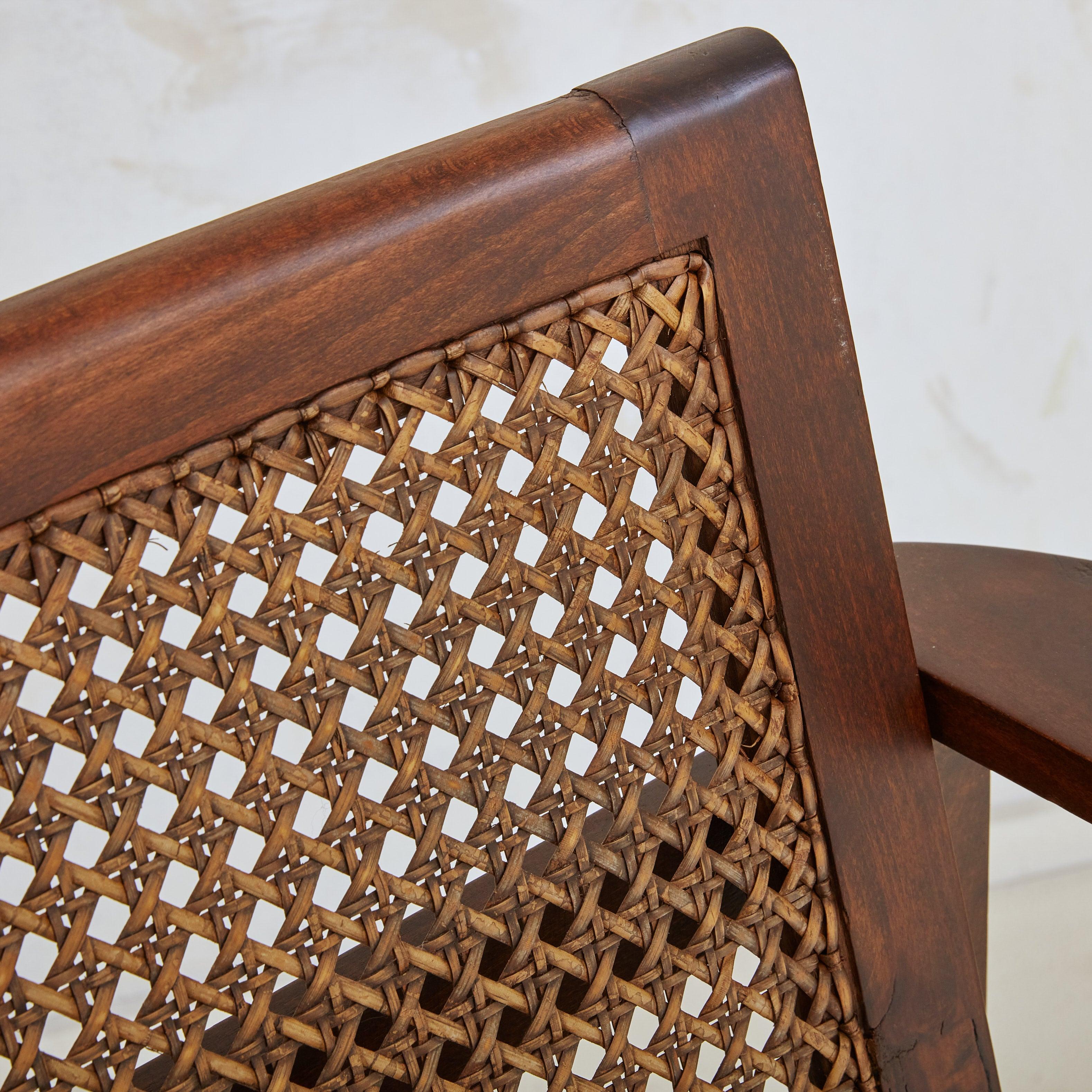 Hendaye' Walnut + Cane Armchair by Pierre Dariel, France 1930s For Sale 2
