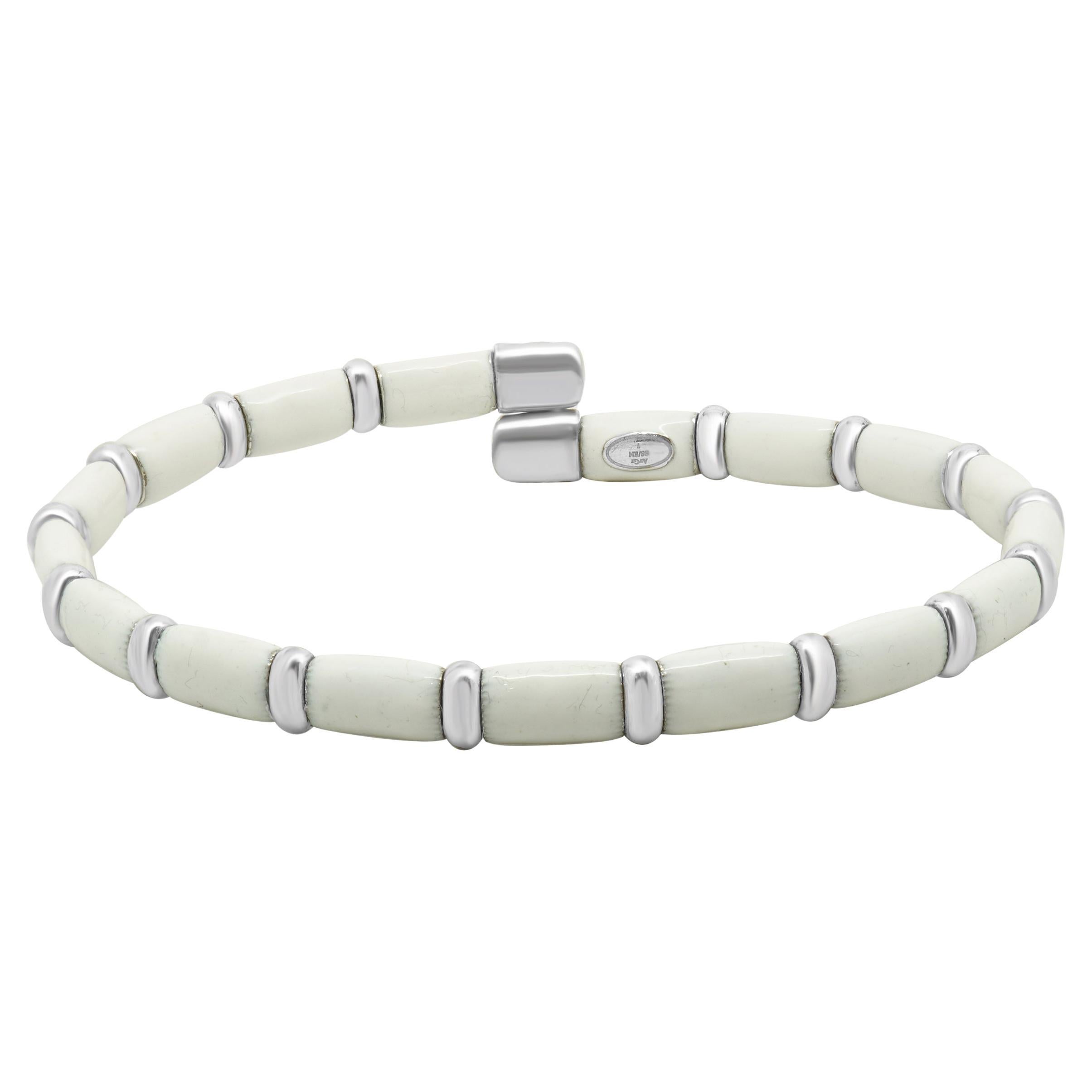 Brazalete Henderson Legacy de oro blanco de 18 quilates, plata de ley y esmalte blanco Br