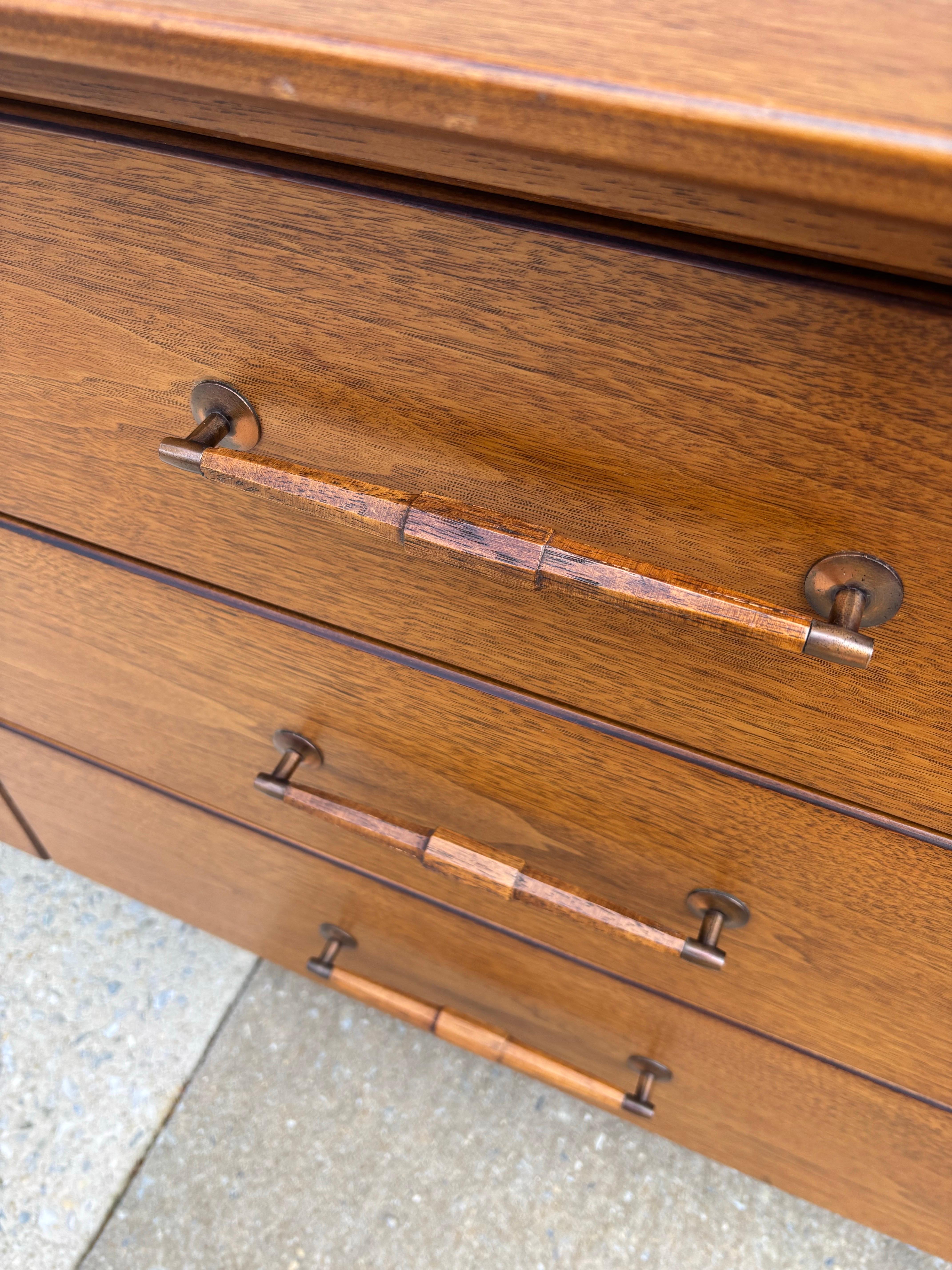 Hendredon 6 Drawer Walnut Low Dresser For Sale 3