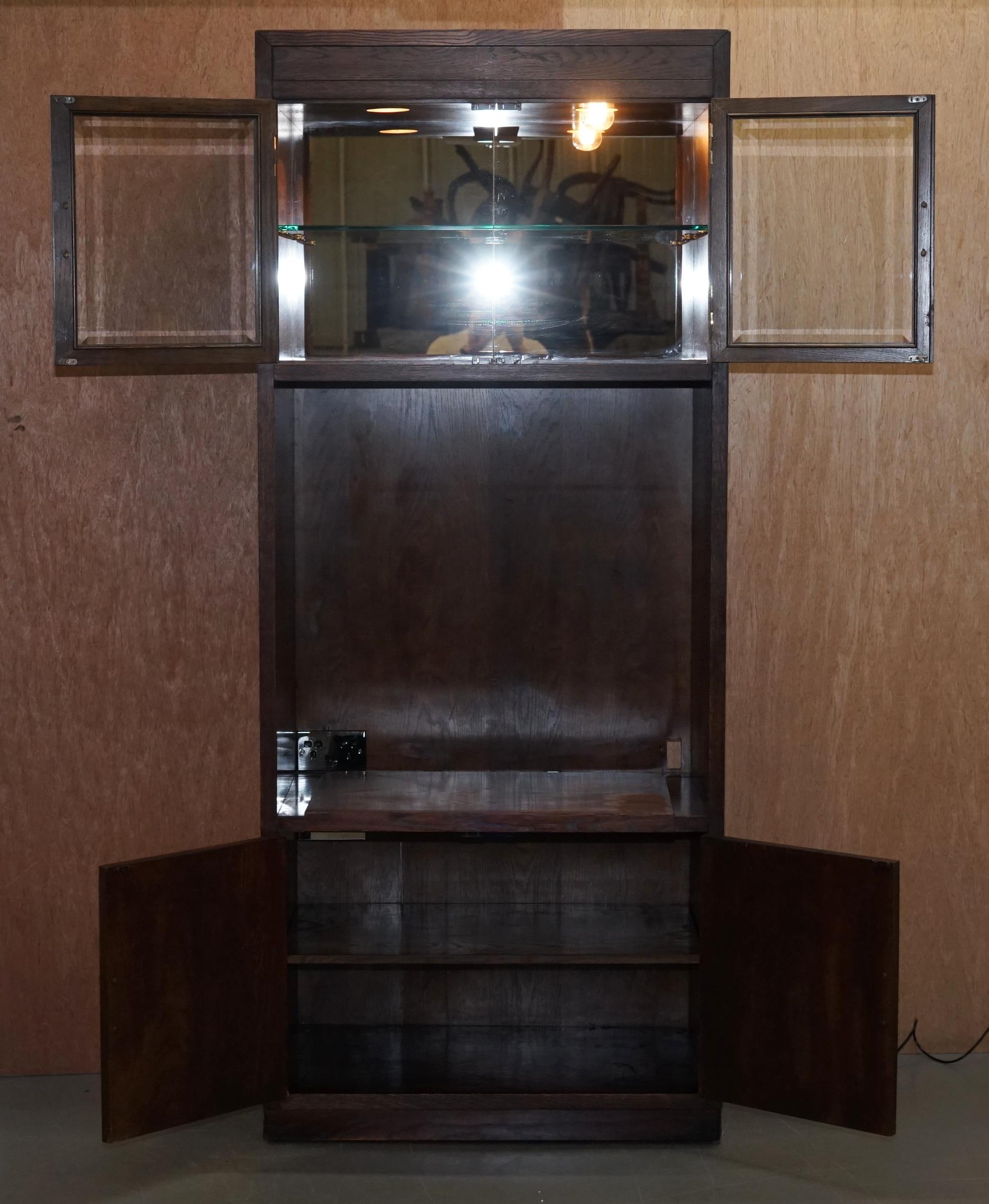 Hendredon Military Campaign Media Cupboard Television Stand Spotlights and Power For Sale 1