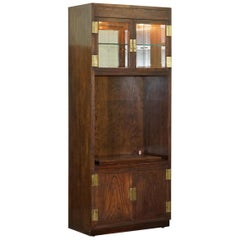 Hendredon Military Campaigner Media Cupboard Television Stand Spotlights and Power