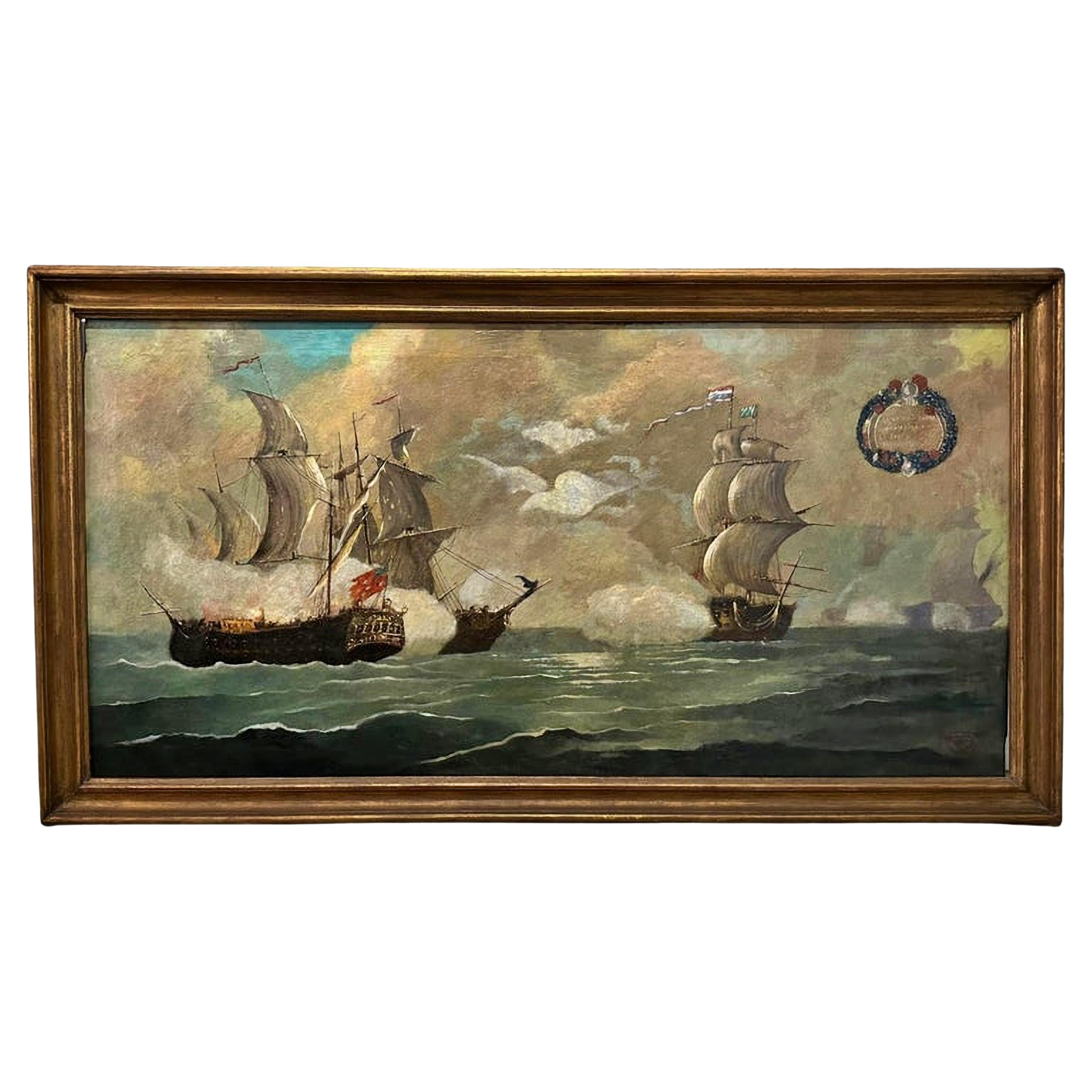 Hendrick Cornelisz Vroom " Naval Battle " 17th Century Attributed For Sale