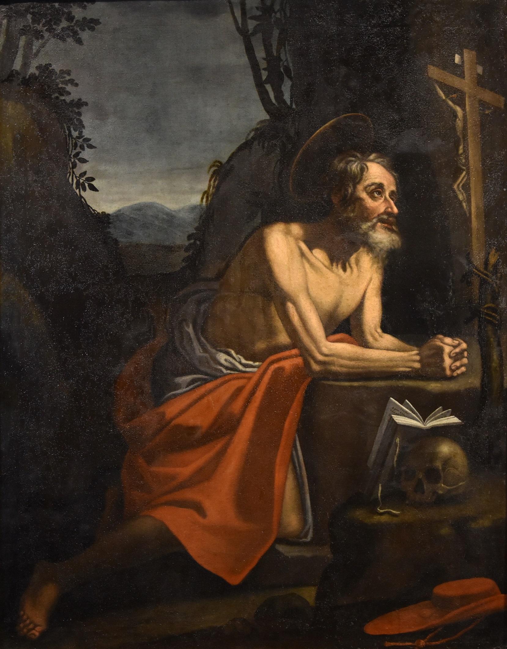 Saint Jerome De Somer Paint Oil on canvas 17th Century Old master Flemish Art - Painting by Hendrick De Somer (lokeren 1602 - Naples 1655)