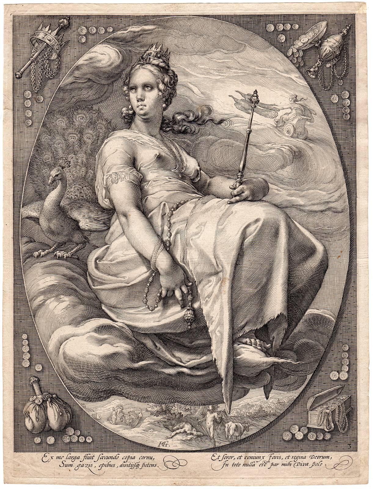 Hendrick Goltzius Figurative Print - Ex me larga fluit [..].