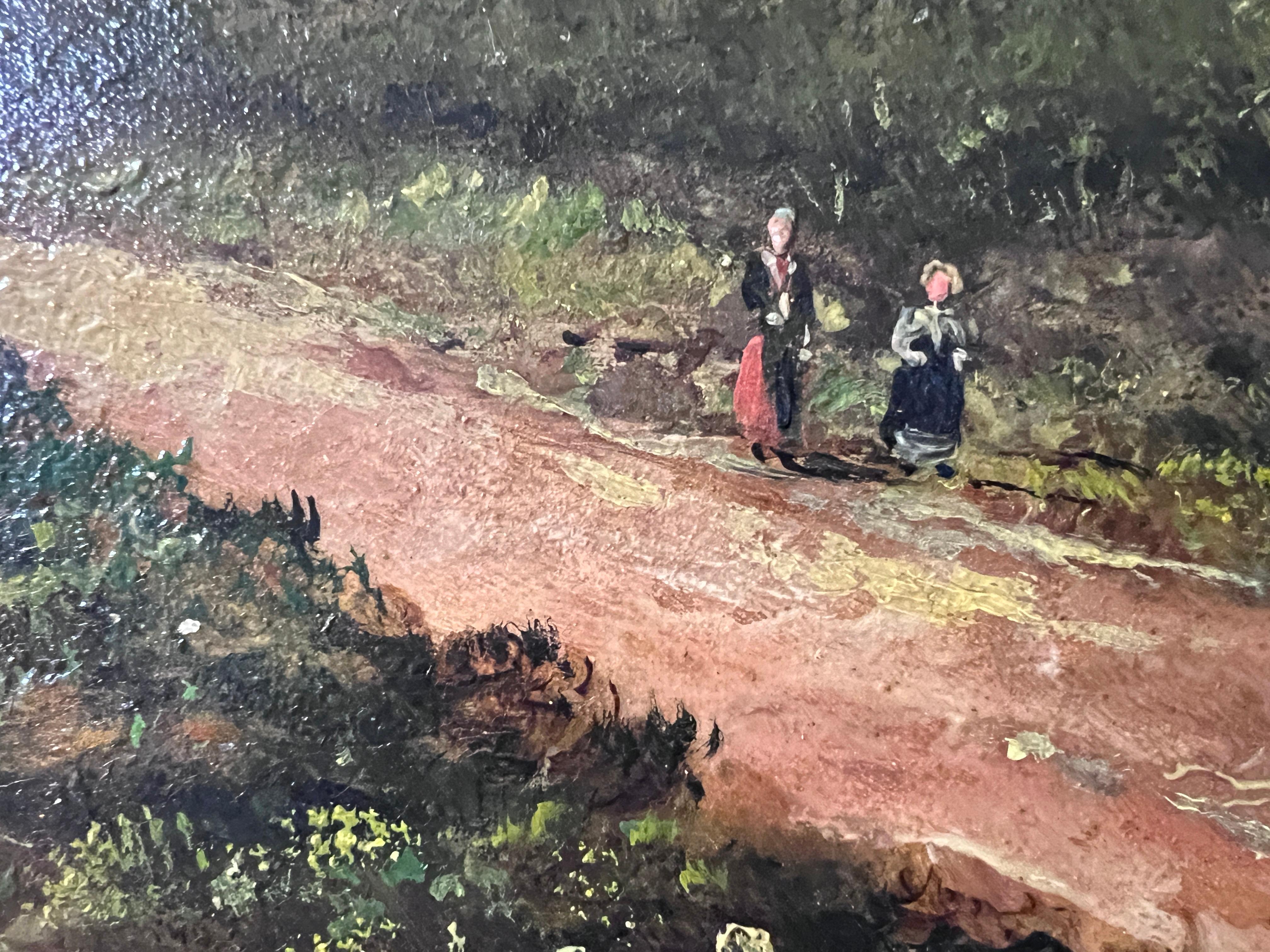 Dutch Artist Hendrick Hulk (1842-1937) Antique oil painting on canvas, Landscape For Sale 13