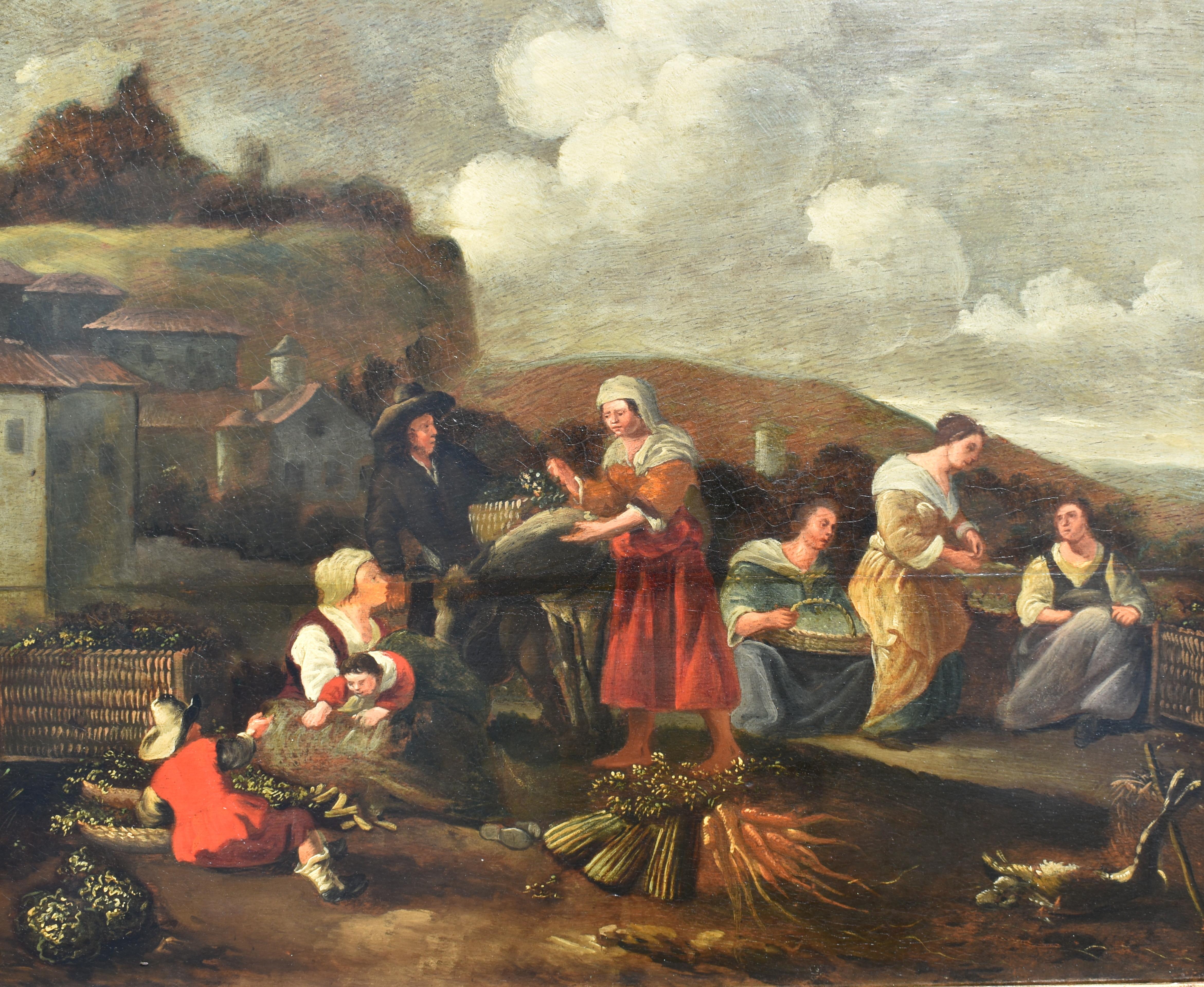 After Hendrick MOMMERS (1623-1693) Haarlem Vegetable Market c1750 - Painting by Hendrick Mommers
