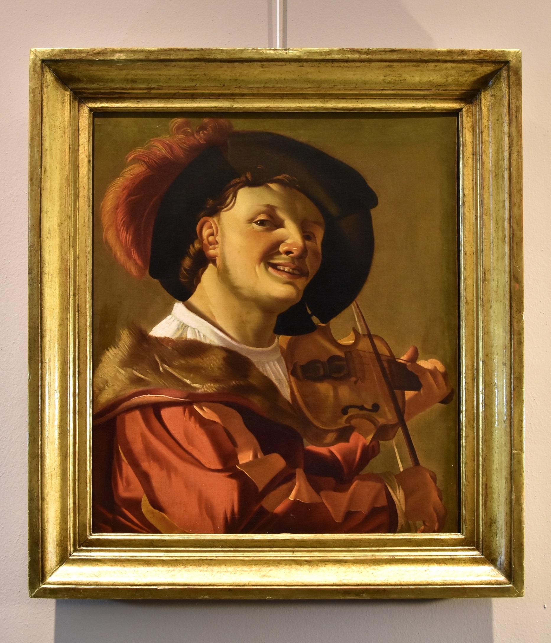 Violin Player Ter Brugghen Paint Oil on canvas 17th Century flemish Old master - Old Masters Painting by Hendrick Ter Brugghen (the Hague 1588-1629 Utrecht) 