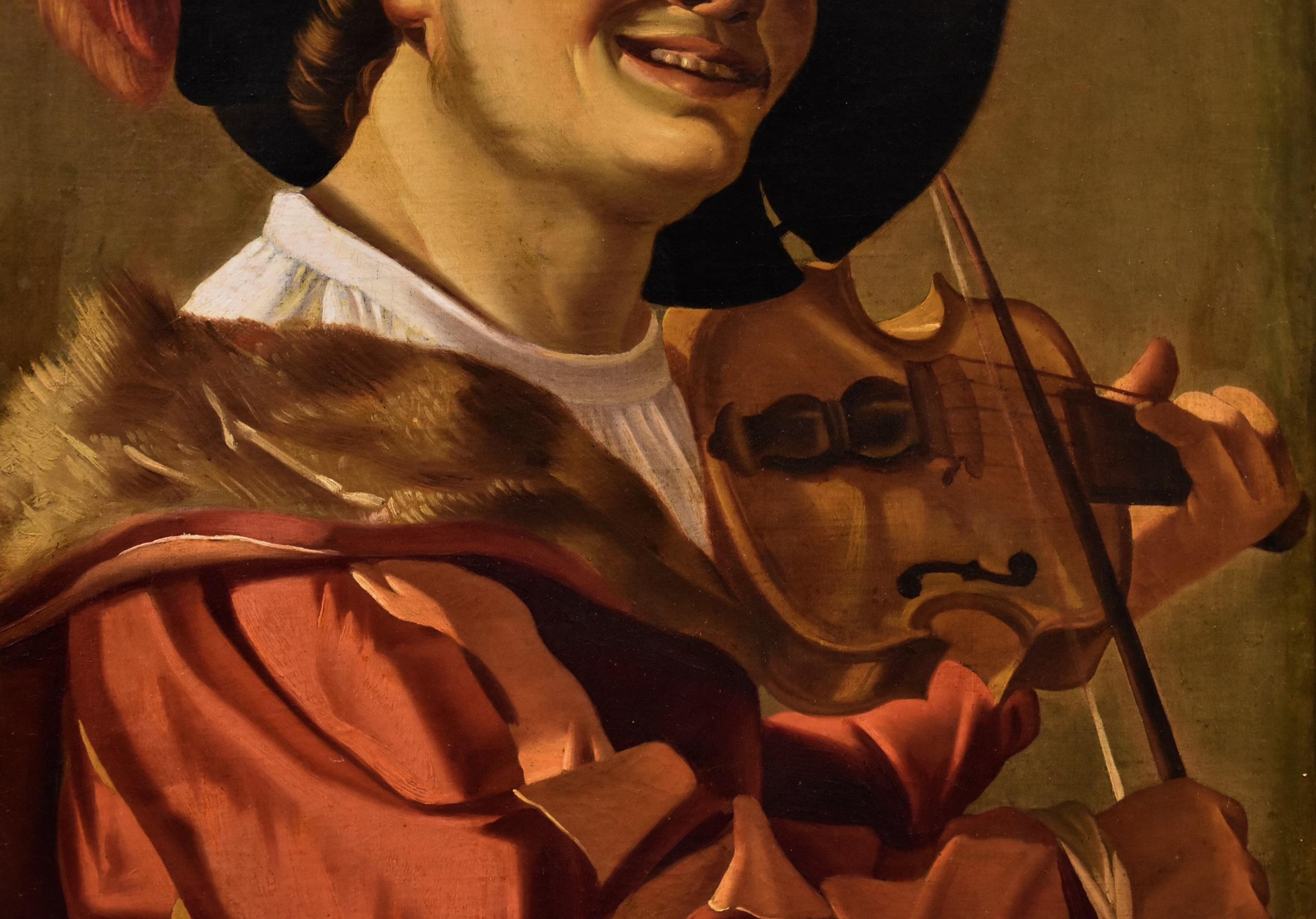 Geigenspieler Ter Brugghen Gemälde Öl auf Leinwand 17. Jahrhundert flämischer Altmeister im Angebot 1