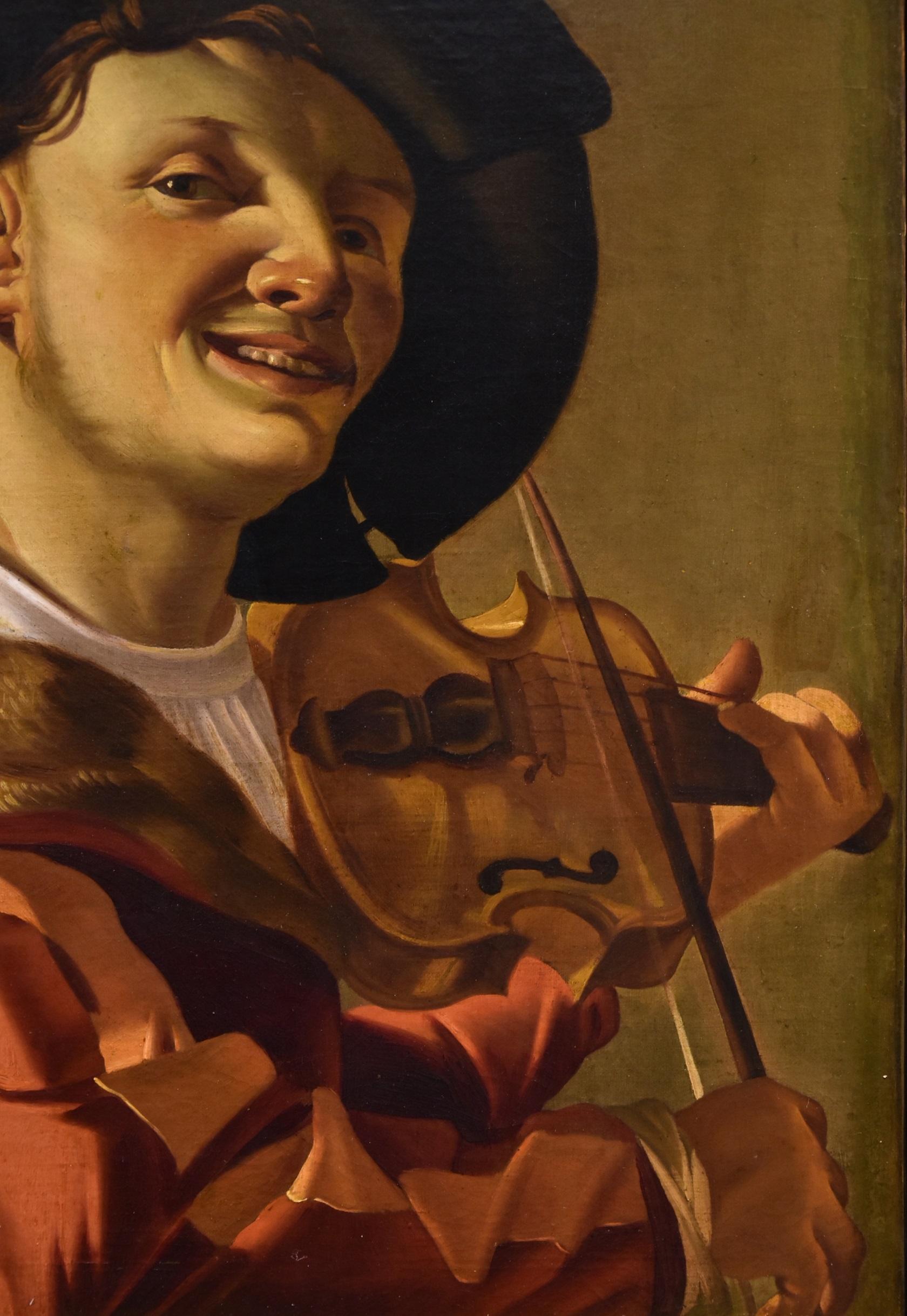 Joueur de violon Ter Brugghen Peinture Huile sur toile 17ème siècle Flemish Vieux maître en vente 2