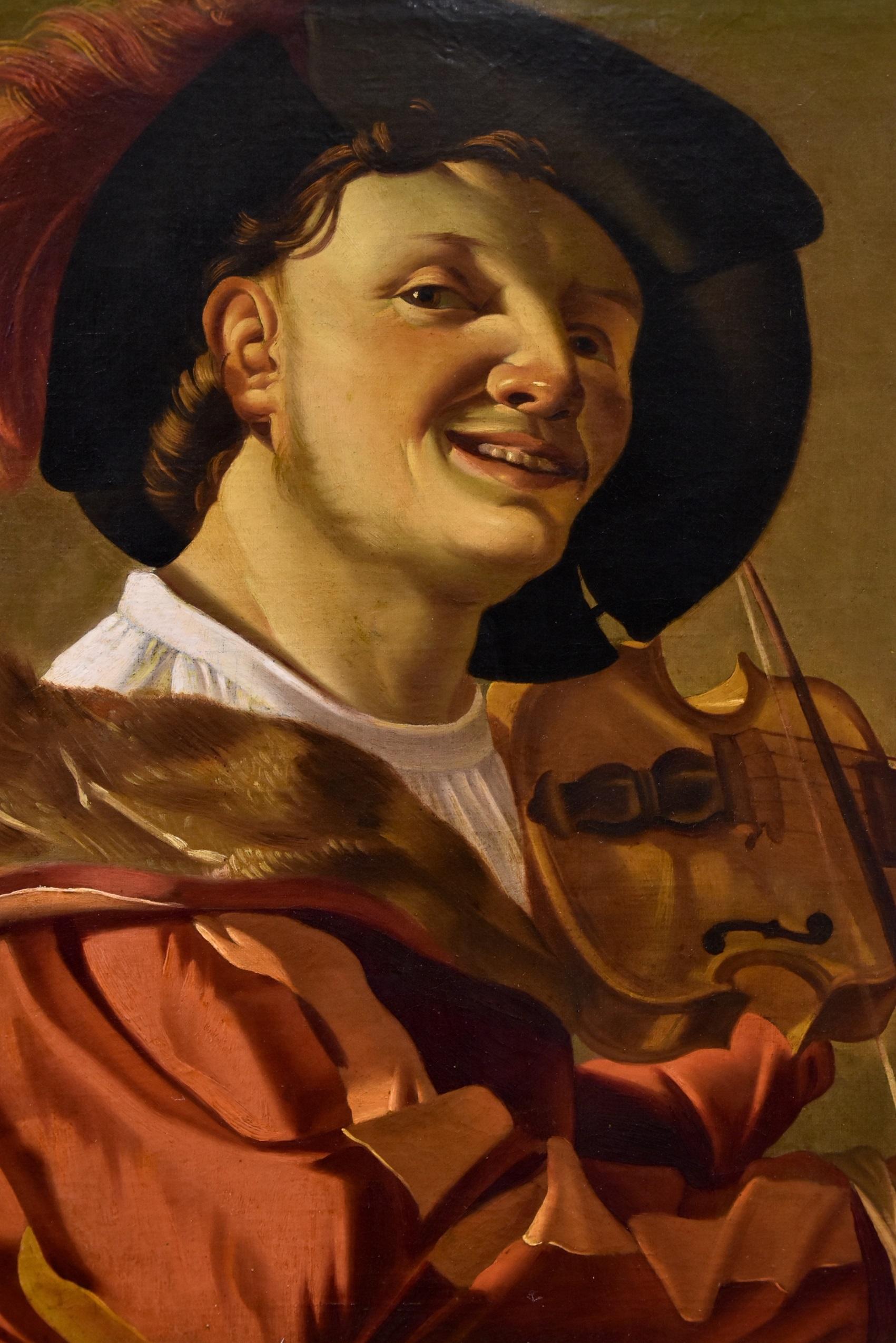 Violin Player Ter Brugghen Paint Oil on canvas 17th Century flemish Old master For Sale 4