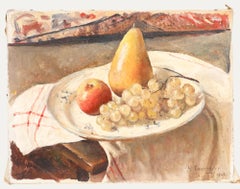H. Tavernier  - 1945 Oil, Still Life of Grapes and Pears