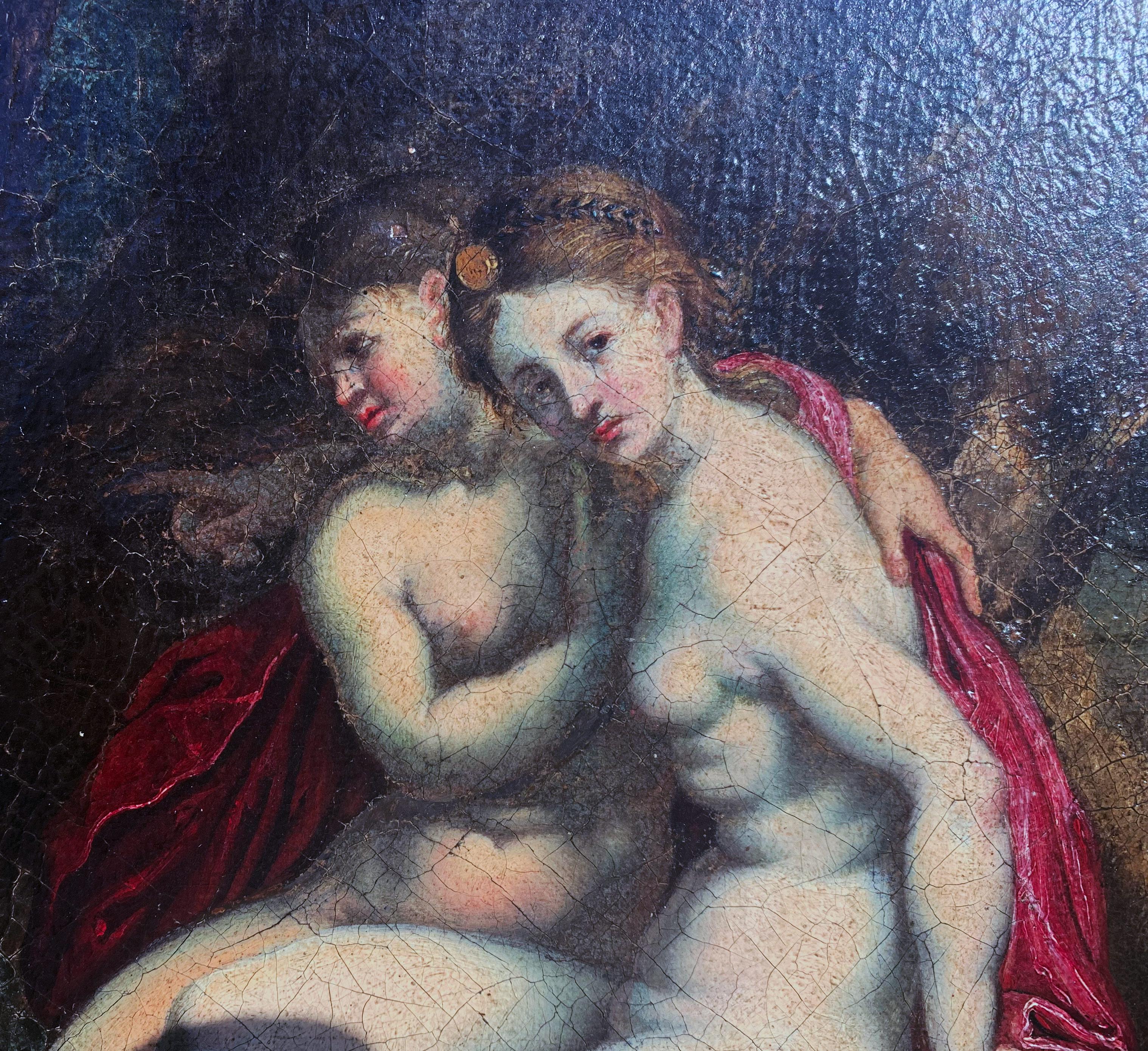 Entourage de Hendrick van Balen (1575–1632) – Scène mythologique : Vénus, Cupidon et un satyre
Huile sur toile – Dimensions : 53 x 42 cm (sans cadre), 74 x 63 cm (avec cadre)

Entourage  de Hendrick van Balen, maître de l’école flamande du début du