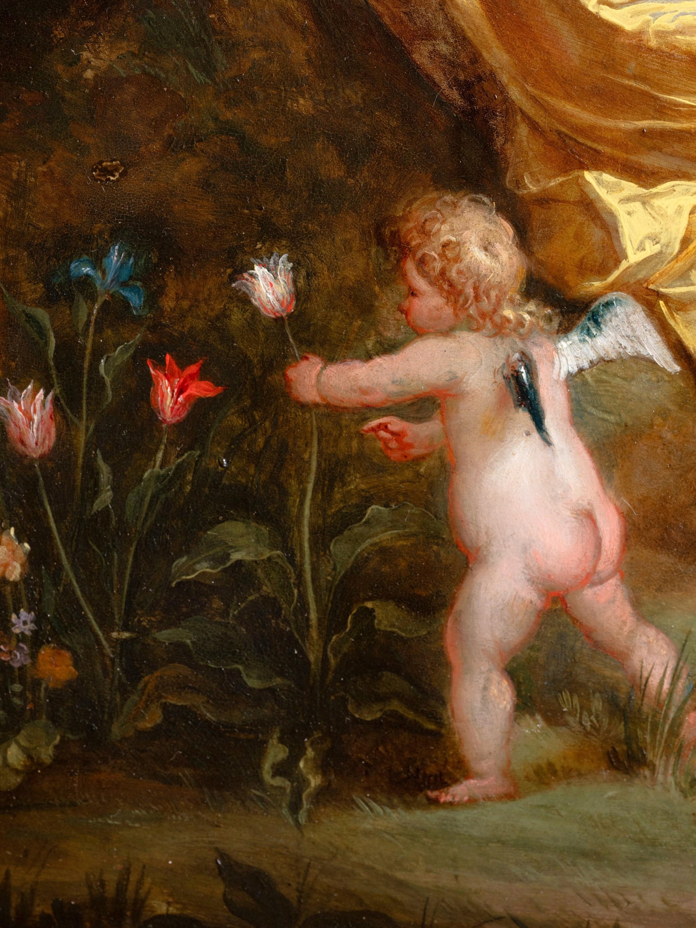 Allegory of summer, personified by Ceres
Workshop of Hendrick Van Balen
Antwerp School, early 17th century.
Oil on copper,

Dimensions: h. 52 cm, l. 40cm

Antic giltwood frame

Framed dimensions: h. 74 cm, l. 60cm

Very good condition

 

Our