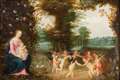 Madonna and child with angels, circle of H. van Balen, 17th c. Antwerp school