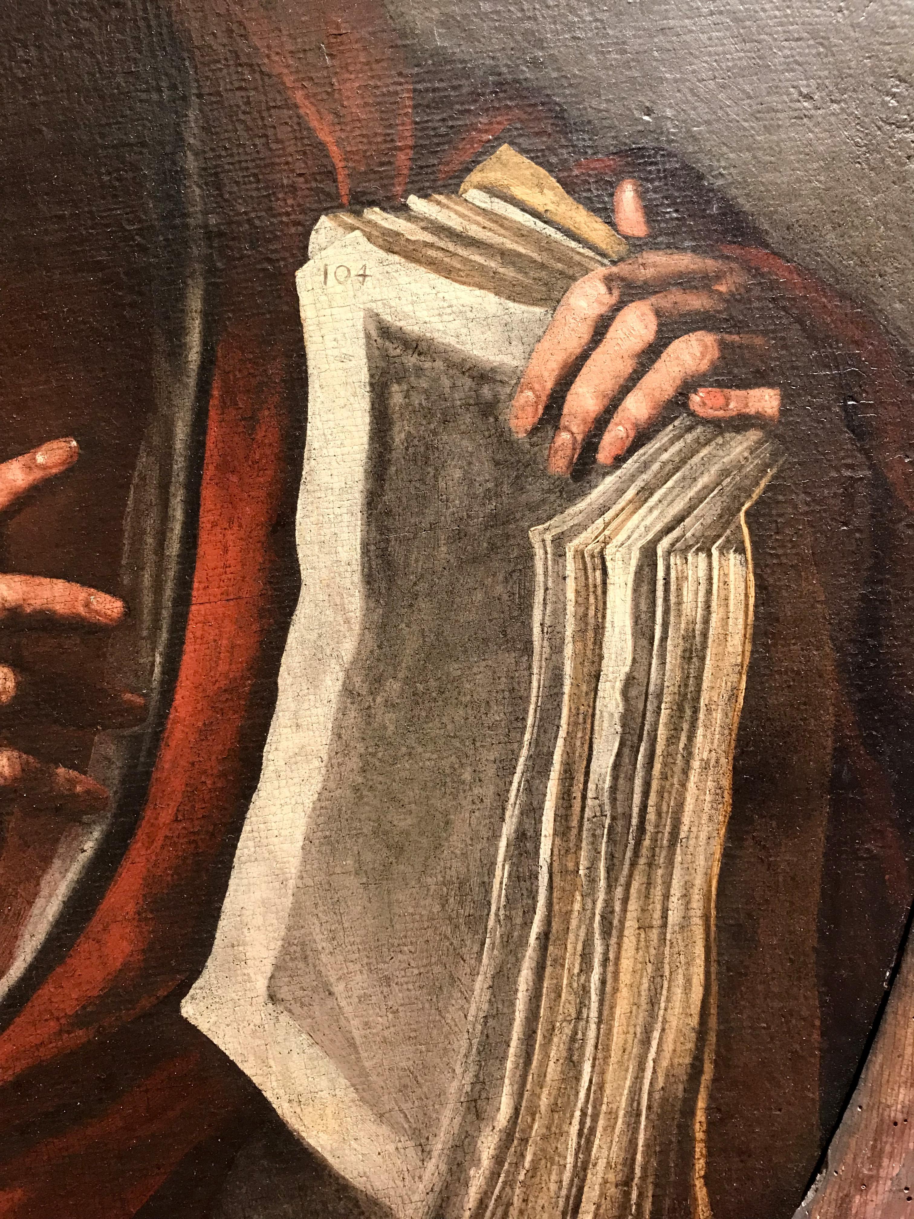 Olio su tela del XVII secolo di Hendrick Van Somer San Girolamo in vendita 9