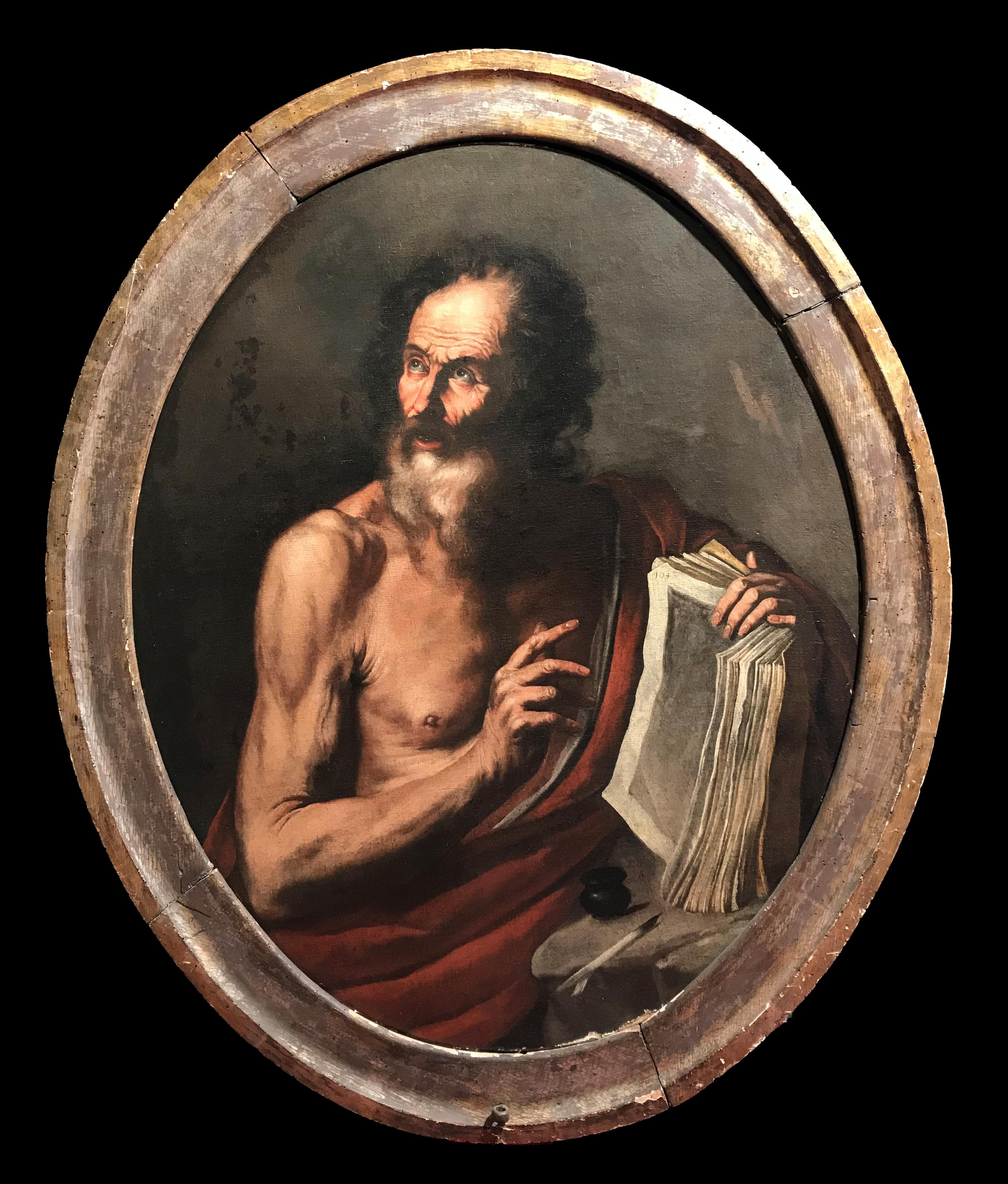 Olio su tela del XVII secolo di Hendrick Van Somer San Girolamo in vendita 1