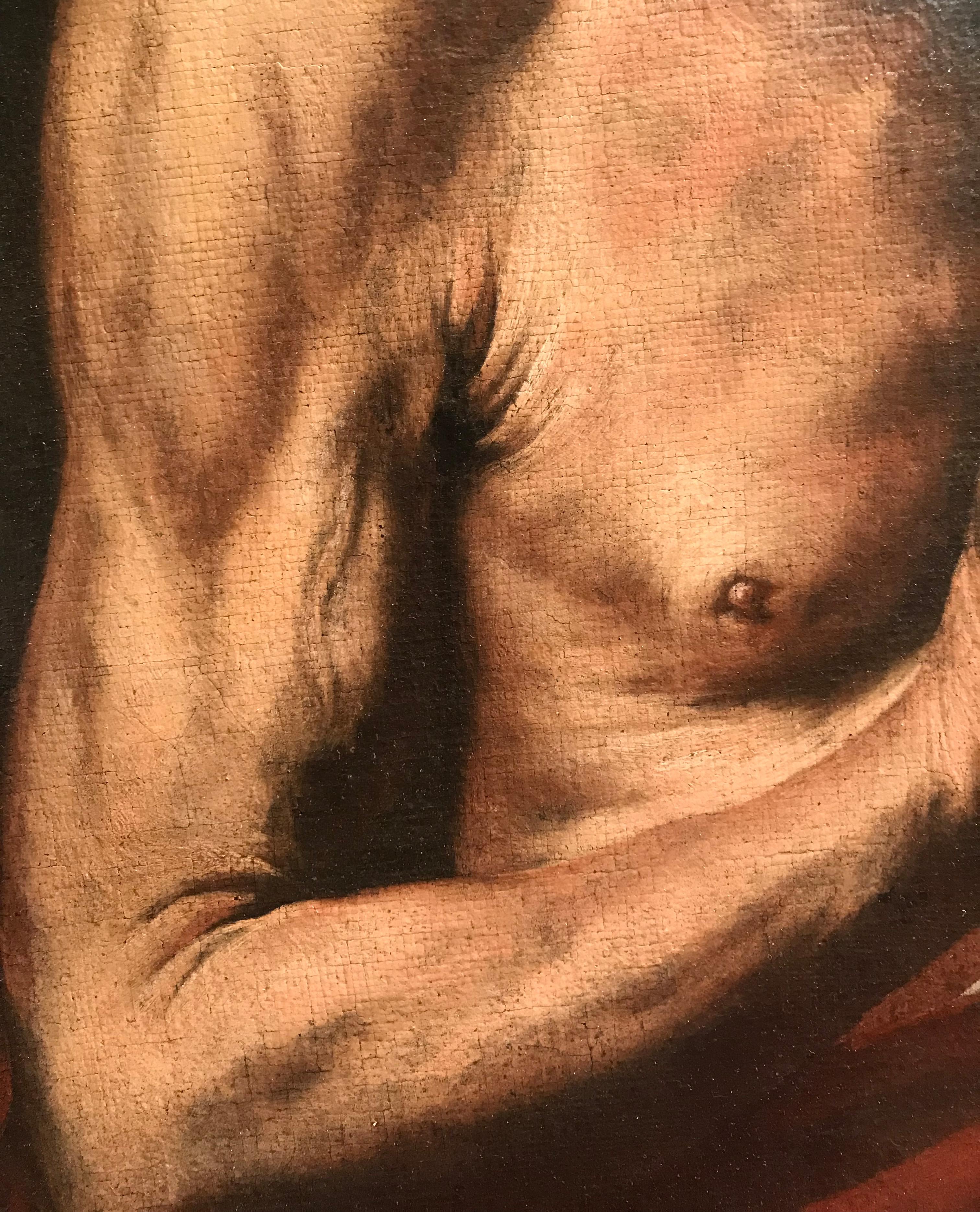 Olio su tela del XVII secolo di Hendrick Van Somer San Girolamo in vendita 5