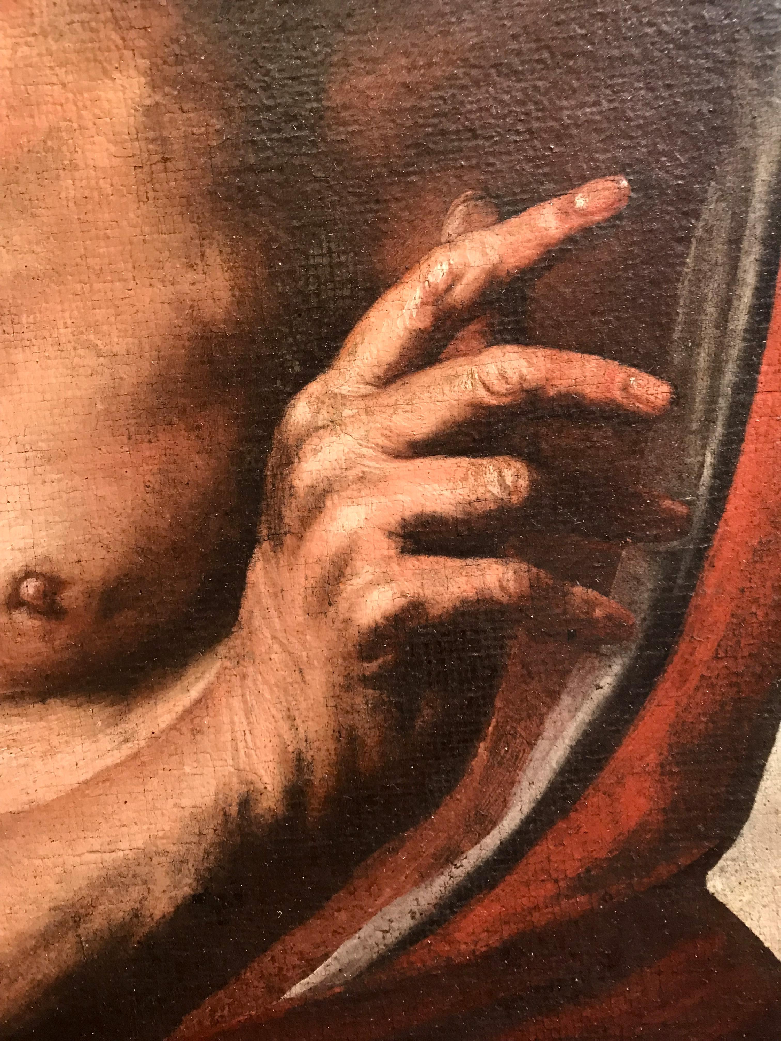 Olio su tela del XVII secolo di Hendrick Van Somer San Girolamo in vendita 6