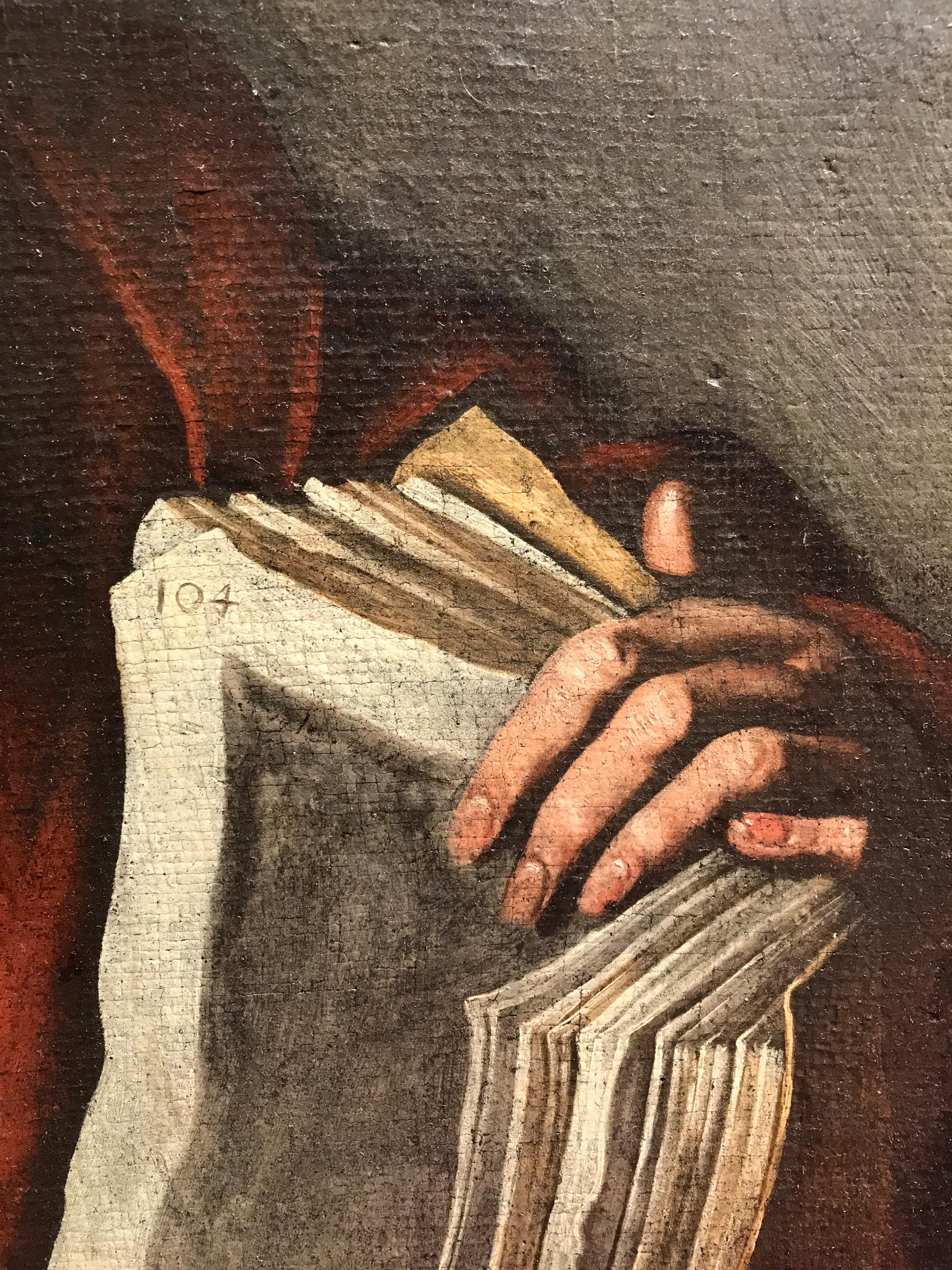 Olio su tela del XVII secolo di Hendrick Van Somer San Girolamo in vendita 8