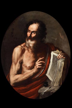 17th Century By Hendrick Van Somer Saint Jerome Oil on Canvas