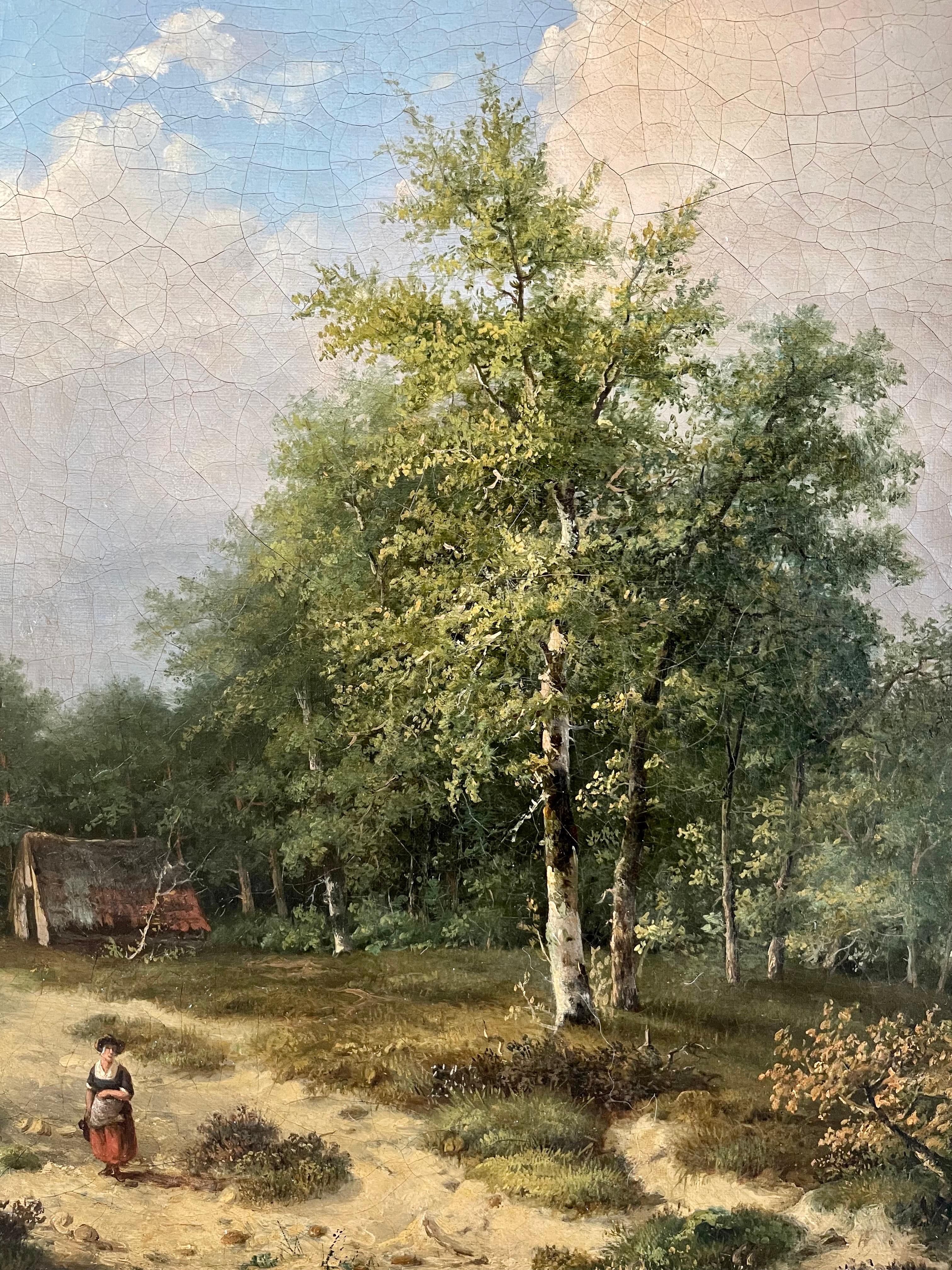 19th century Romantic Dutch landscape painting - farm countryside 1