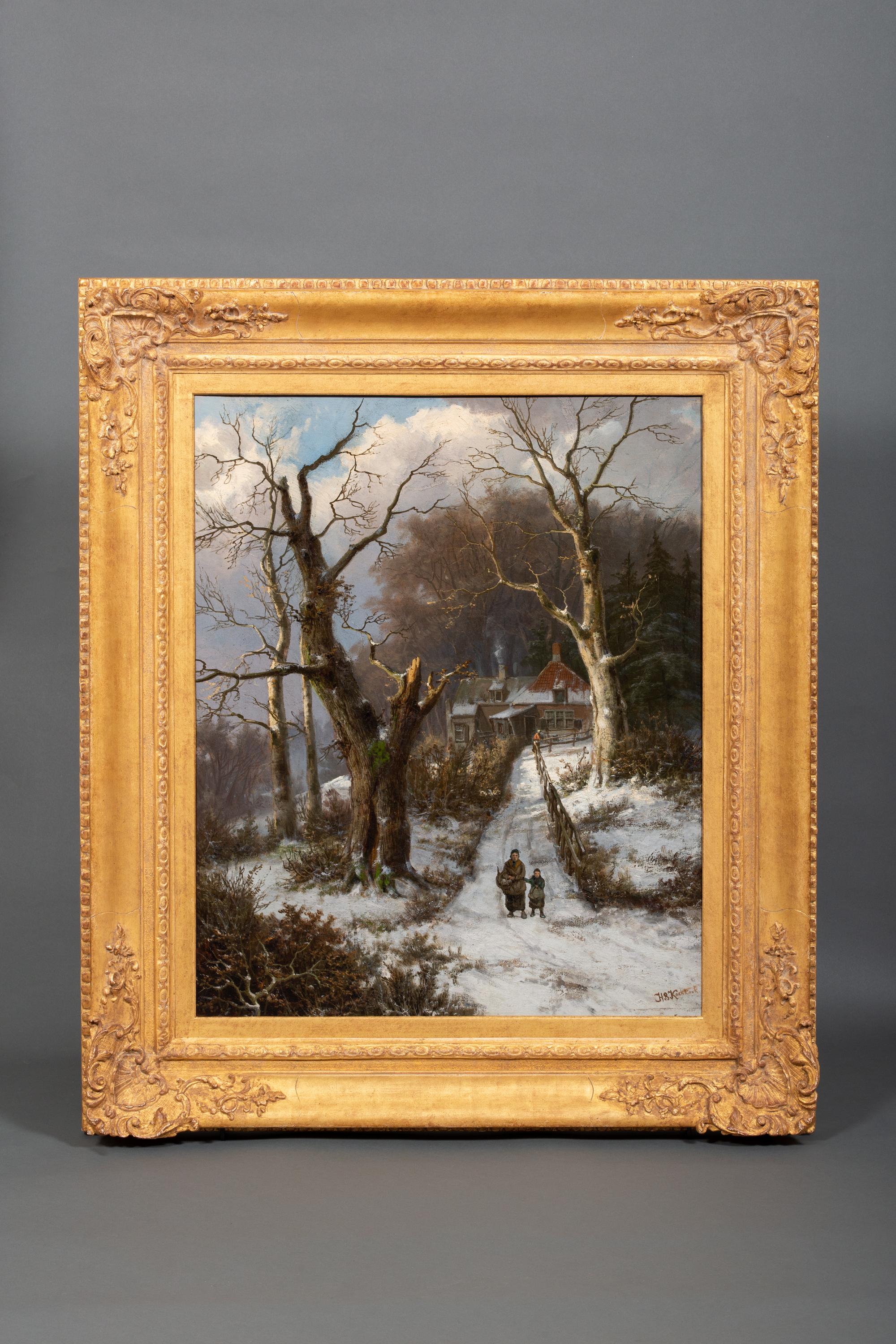 'A Forest in Winter' by Hendrik Barend Koekkoek (Amsterdam 1849 – 1909 London) For Sale 4