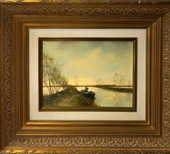 The fisherman's boat by Hendrik Breedveld - Oil on wood 18x24 cm