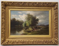 Hendrik-Dirk Kruseman Van Elten "Landschaft mit Vieh" Ölgemälde um 1890