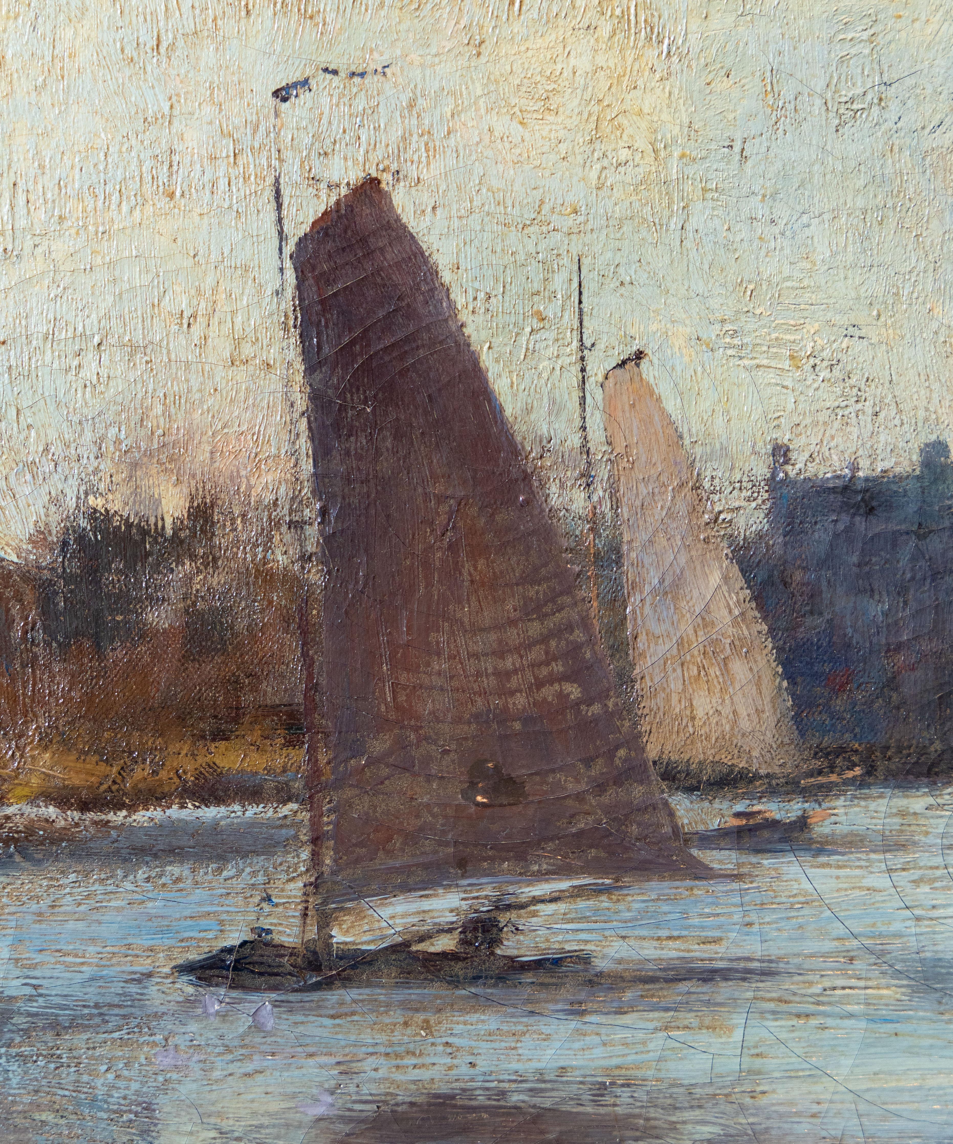 Ein Boot am Fluss, Hendrik Frauenfelder (1885 1922), signiert im Angebot 5