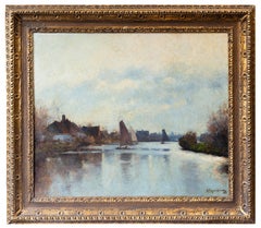 A boat by the river, Hendrik Frauenfelder (1885 1922), signed