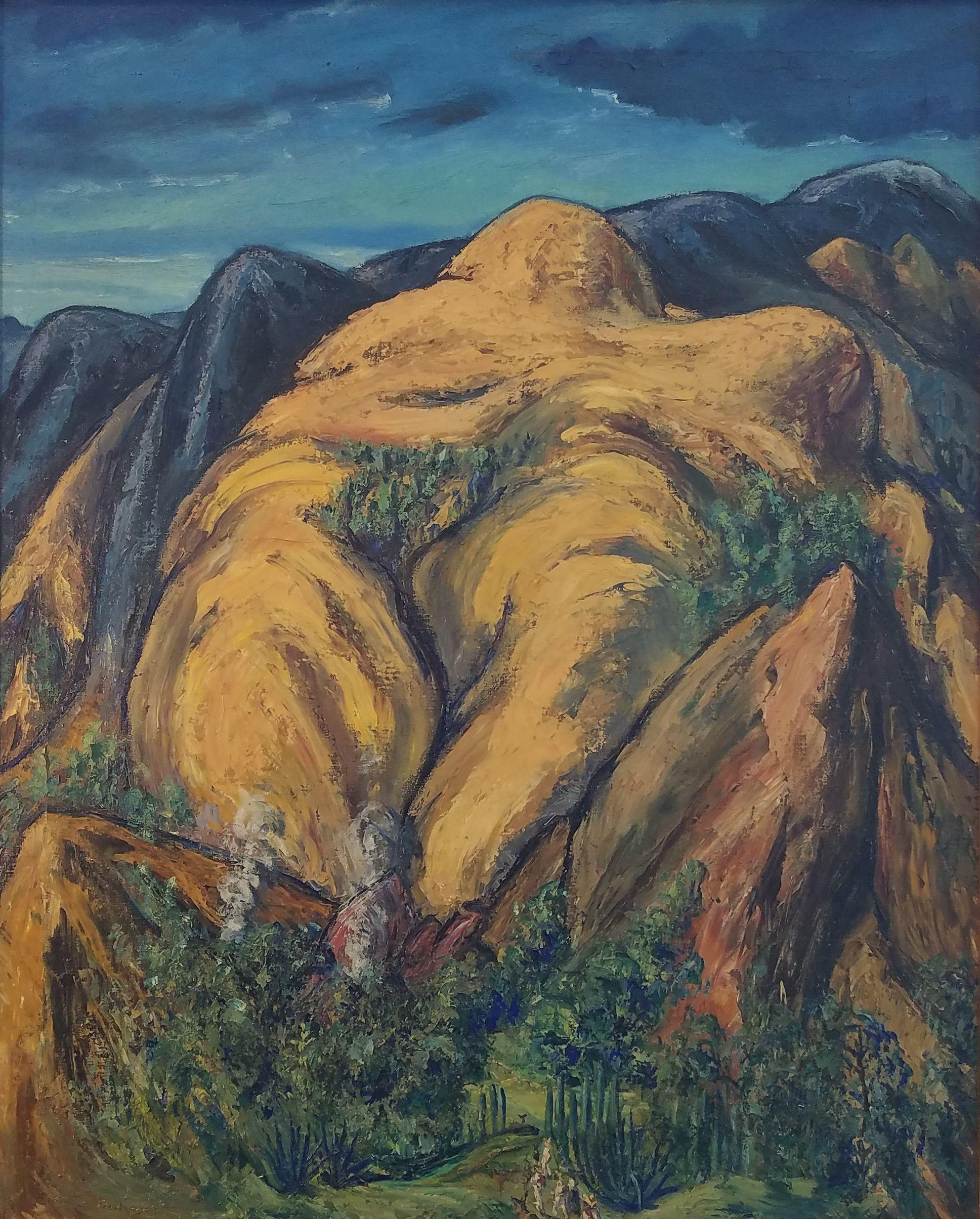 Hendrik (Henry) J Glintenkamp (1887 - 1946)
Montagnes mexicaines, 1940
Huile sur toile
32 x 26 pouces (81 x 66 cm)
Signé en bas à gauche ; signé et daté au verso

Le peintre et illustrateur Henry Glintenkamp (1887-1946) est surtout connu pour ses
