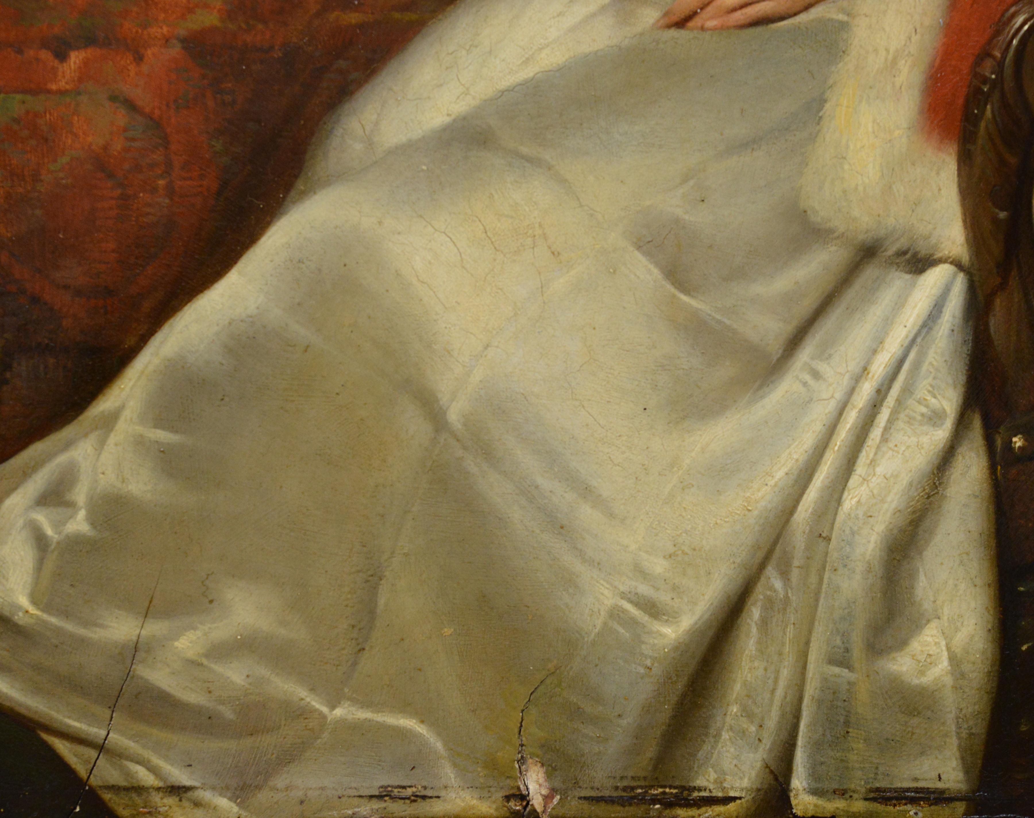 Peinture à l'huile hollandaise ancienne du 19e siècle Scène d'intérieur Couple en train de lire Encadré en vente 2