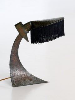 Hendrik Methorst Table Lamp in Hammered Copper and Silk, Amsterdam School, 1925