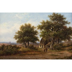 Hendrik Pieter Koekkoek, Picturesque Landscape With Oak Trees, Oil Painting