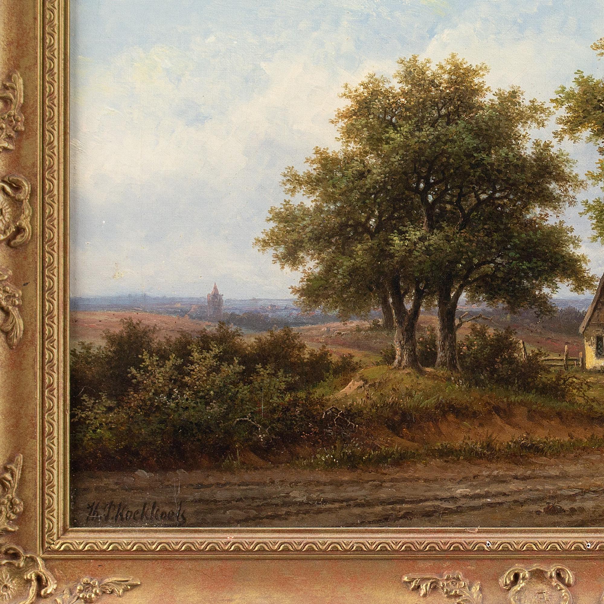 Hendrik Pieter Koekkoek, Picturesque Landscape With Oak Trees, Oil Painting 3