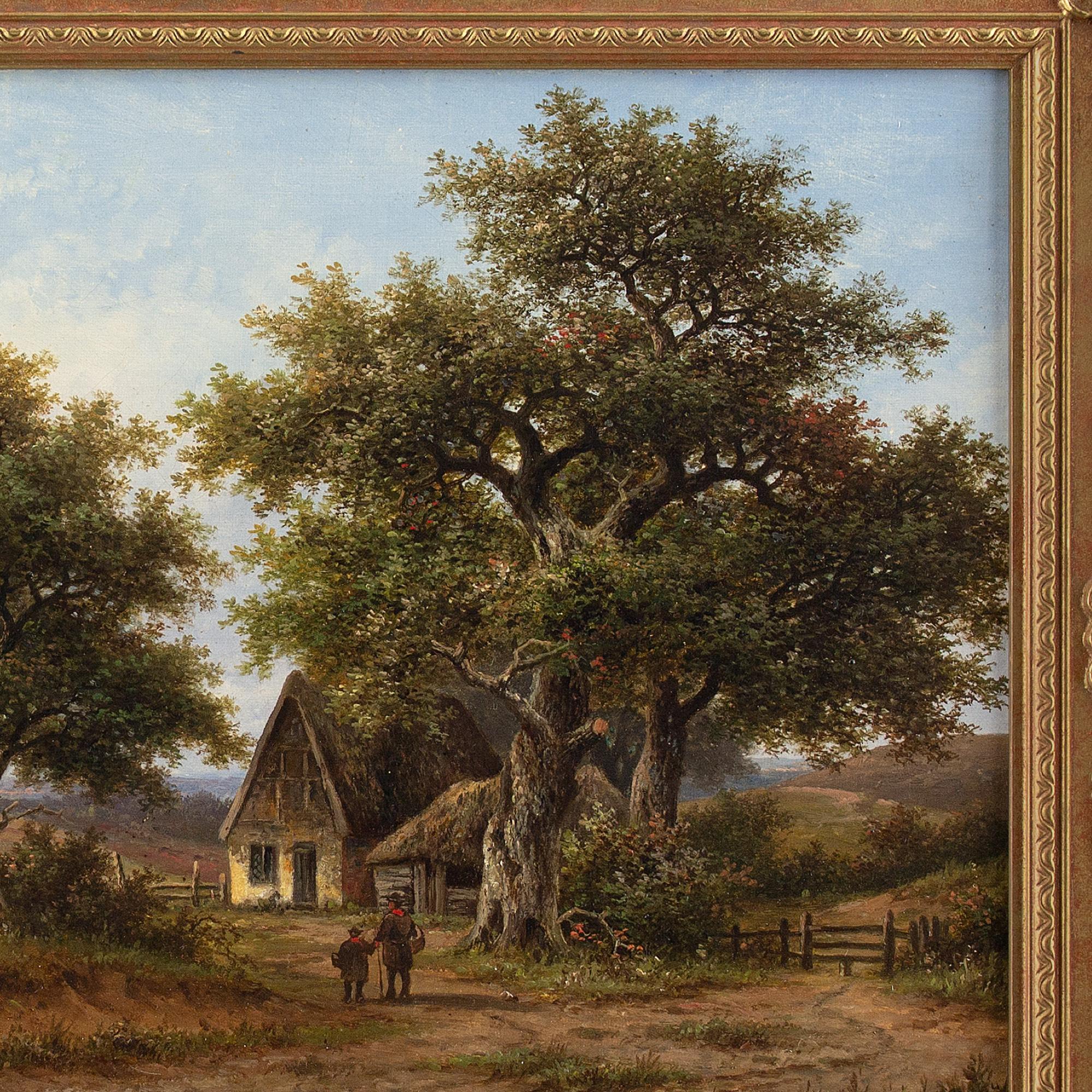 Hendrik Pieter Koekkoek, Picturesque Landscape With Oak Trees, Oil Painting 4