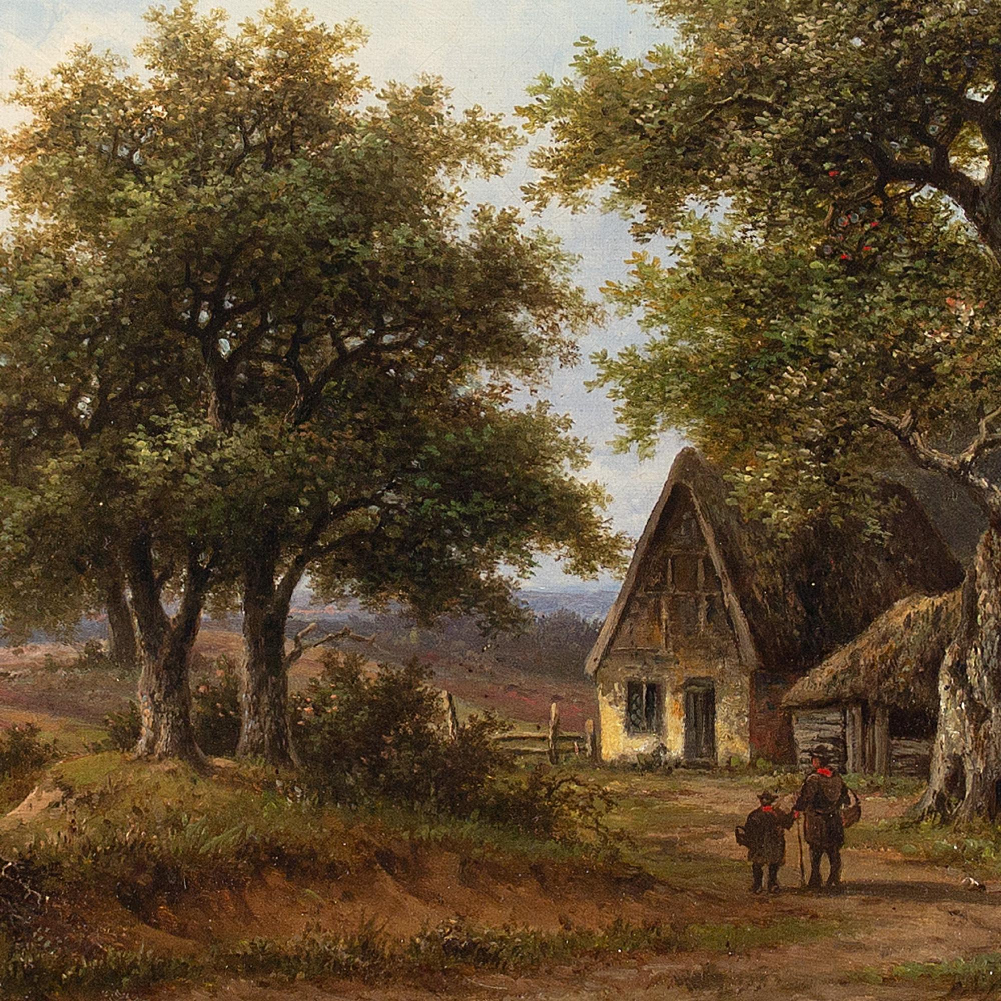 Hendrik Pieter Koekkoek, Picturesque Landscape With Oak Trees, Oil Painting 5