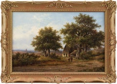 Hendrik Pieter Koekkoek, Picturesque Landscape With Oak Trees, Oil Painting