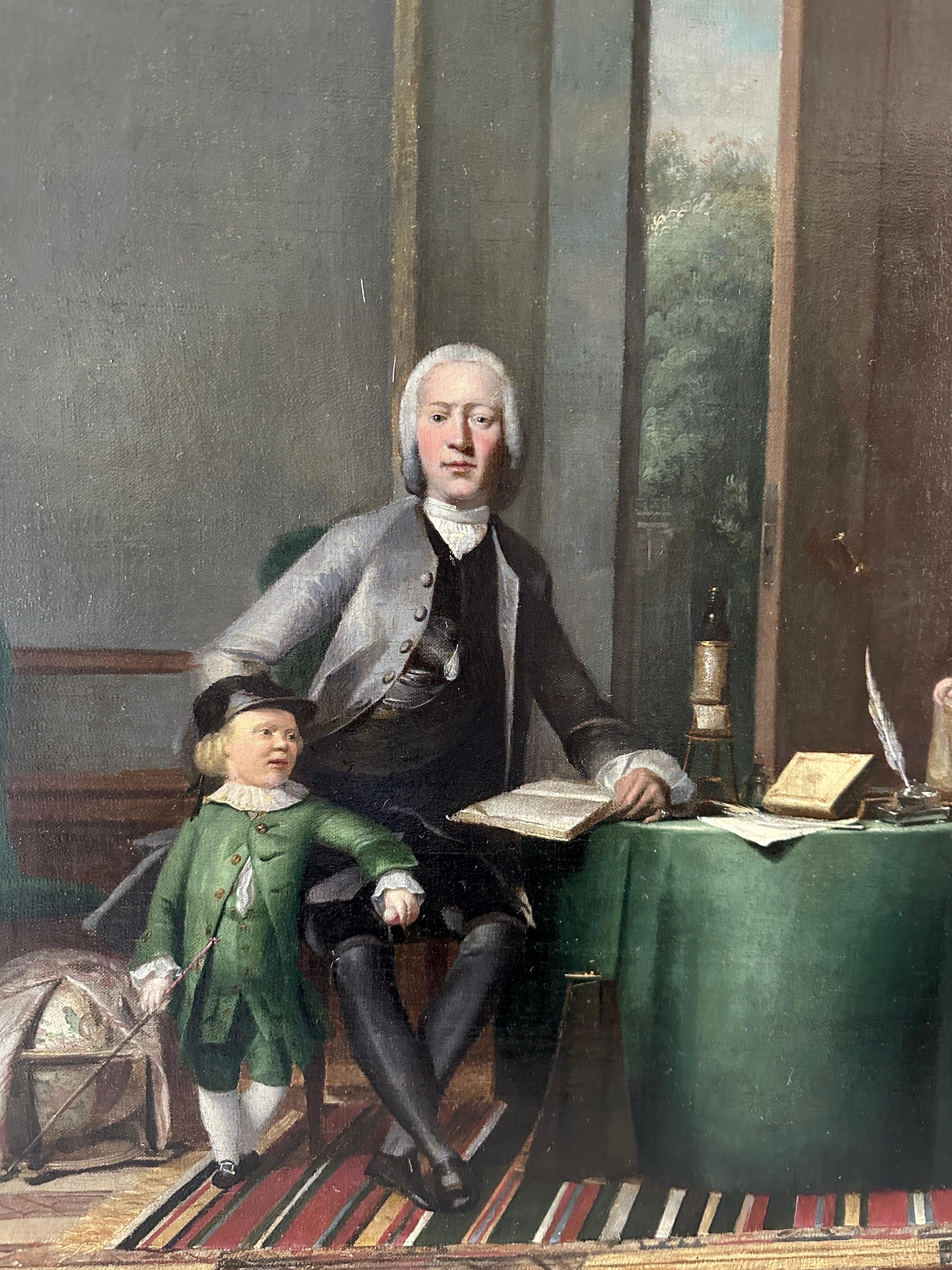 Ritratto olandese del XVIII secolo di un gruppo familiare in un interno - Painting Antichi maestri di Hendrik Potvoven