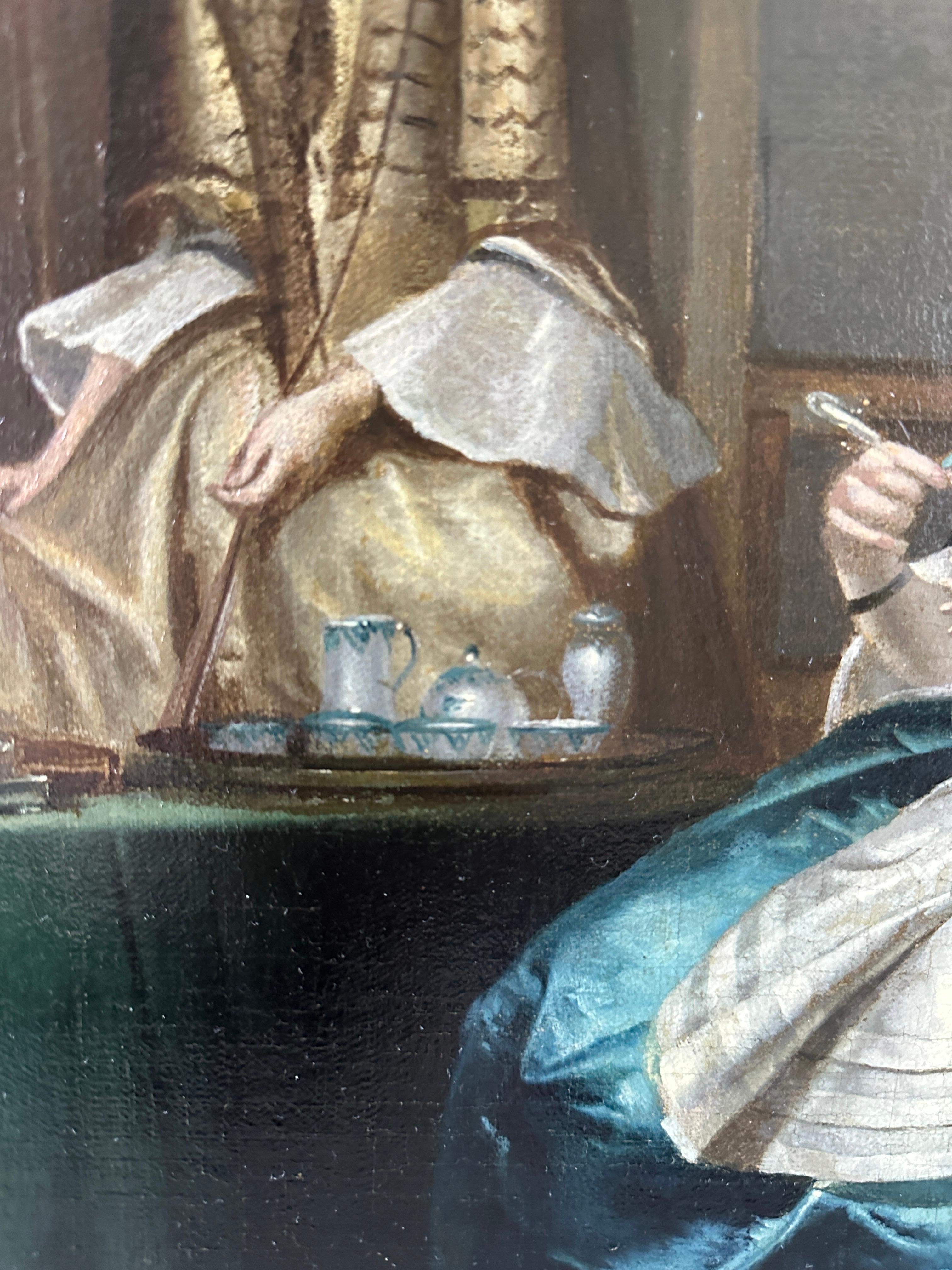 Ritratto olandese del XVIII secolo di un gruppo familiare in un interno - Portrait Painting Nero di Hendrik Potvoven