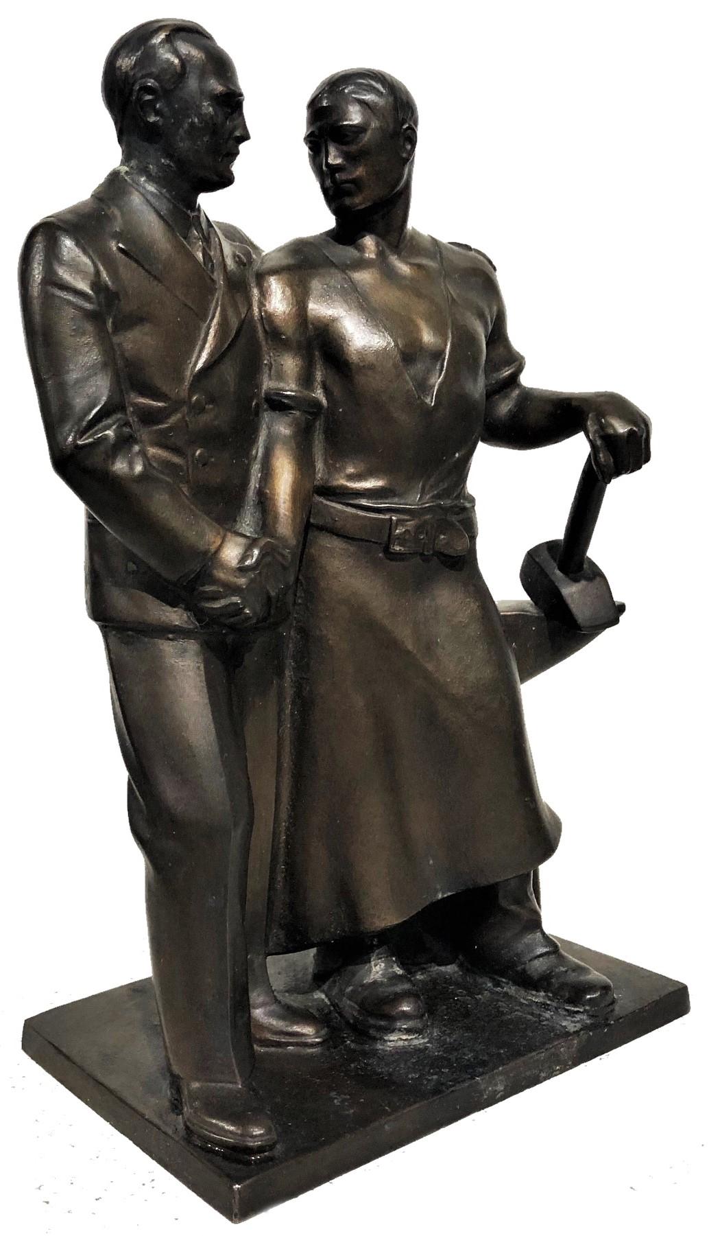 Hendrik Scholter, Capitalist & Proletarian, Dutch Art Deco Bronze, ca. 1930s For Sale 4