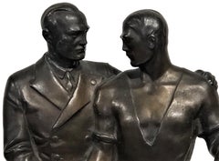 Hendrik Scholter, Capitalista y proletario, Bronce Art Decó holandés, ca. 1930