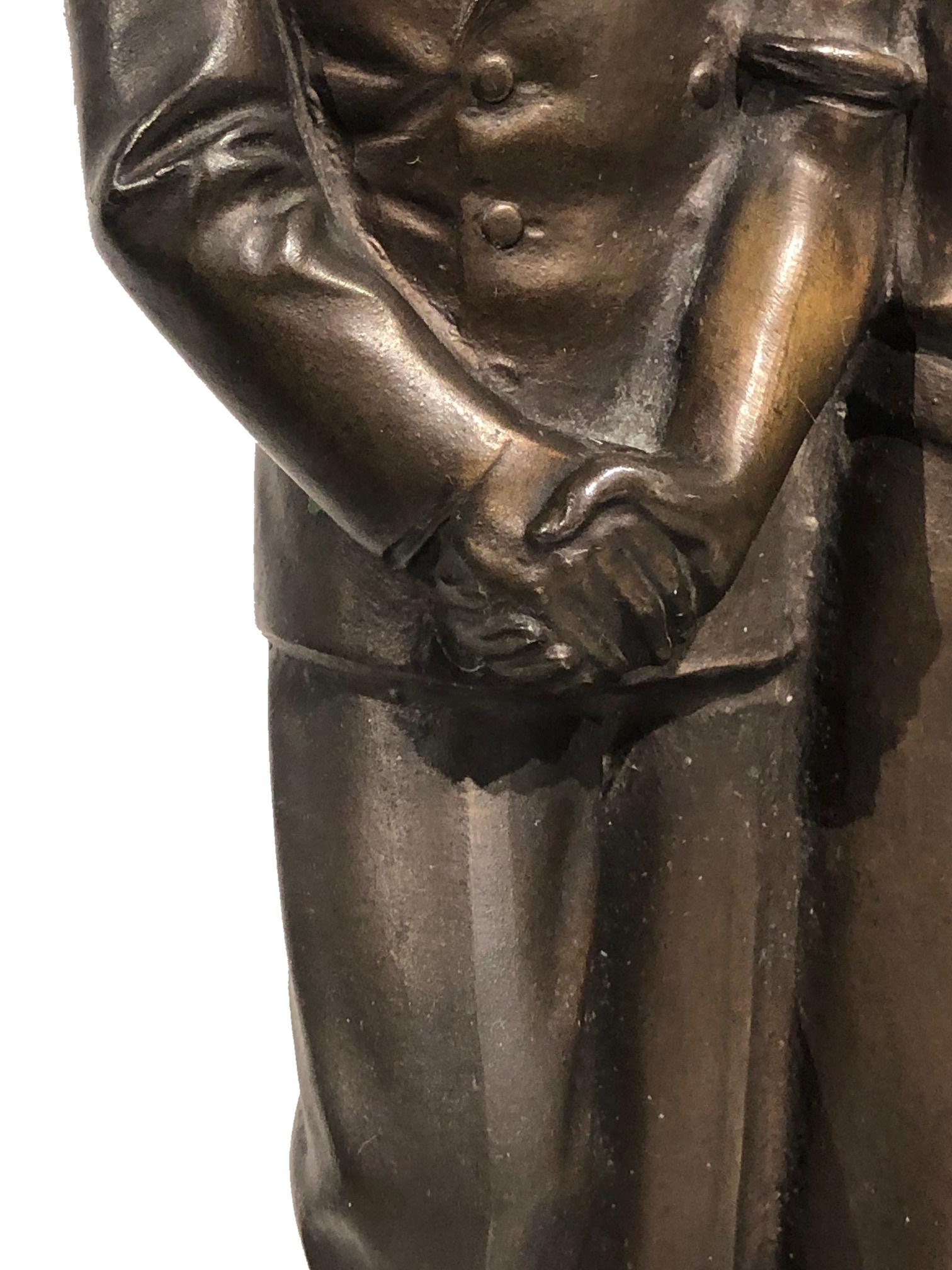 Hendrik Scholter, Capitalist & Proletarian, Dutch Art Deco Bronze, ca. 1930s For Sale 1