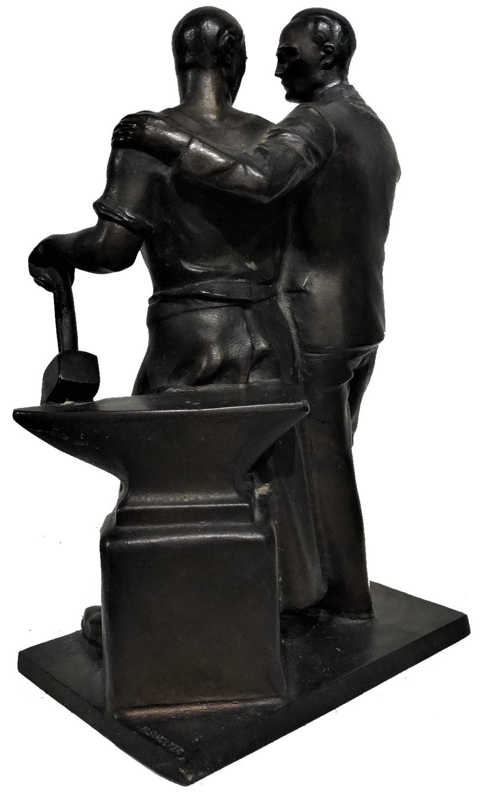 Bronze Art Déco néerlandais Hendrik Scholter, Capitalist & Proletarian, vers 1930 en vente 2
