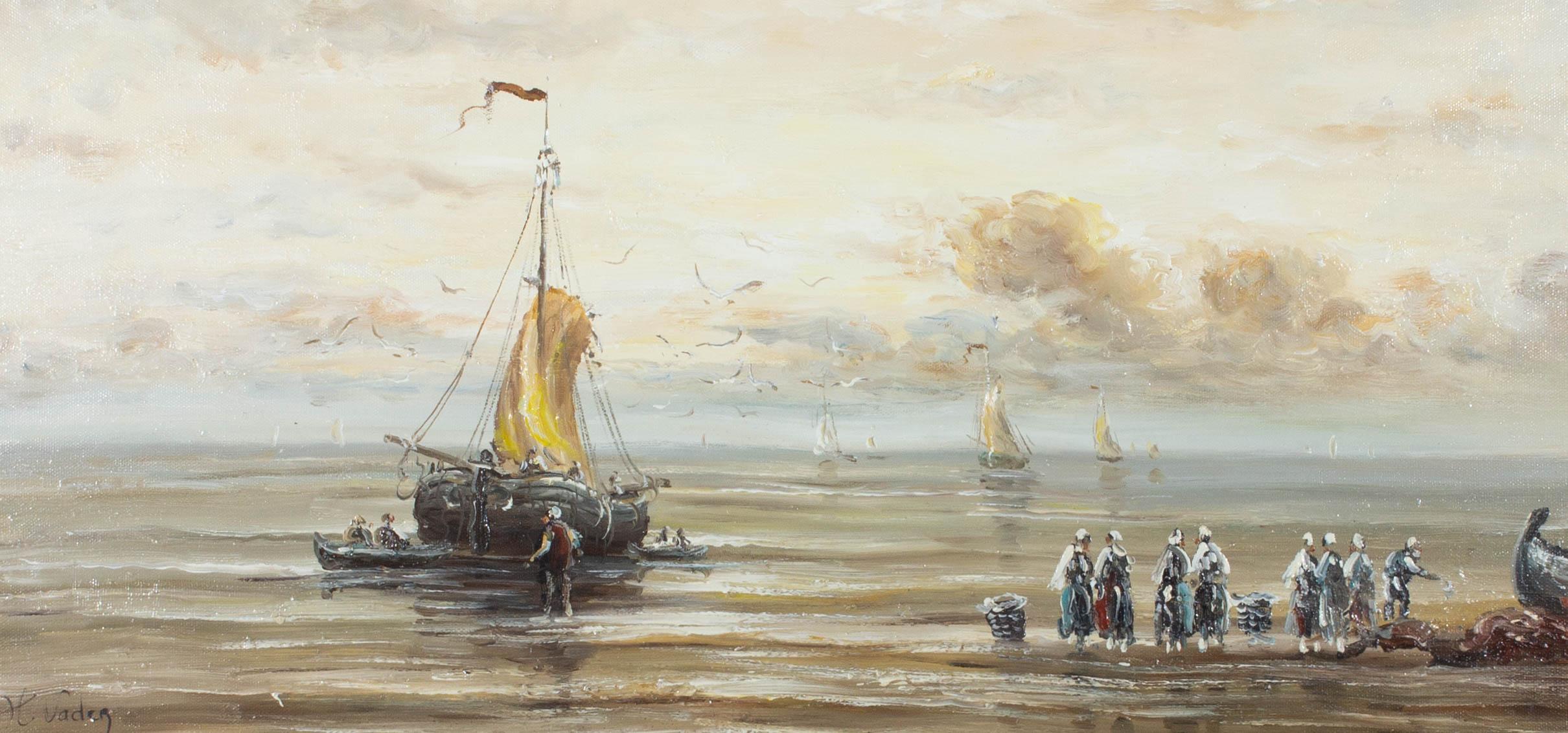 Hendrik Vader (1928-1997) - 20th Century Oil, Bringing in the Catch For Sale 1