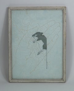 Hendrik Valk (1897-1986), Feldmaus, Hinterglasmalerei, 1950