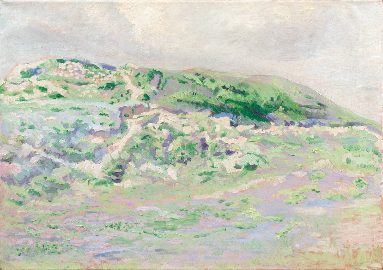 Hendrik Van Mook Landscape Painting - 'Coastal Dunes, Ivory and Lilac', Early Dutch Post-Impressionist oil Landscape